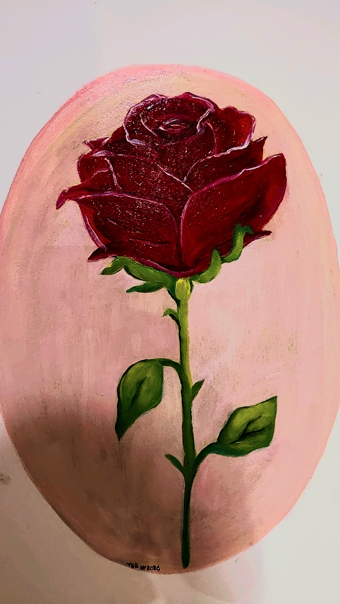 Red Rose by TANZIMA BANO, detailed red rose against pale pink background