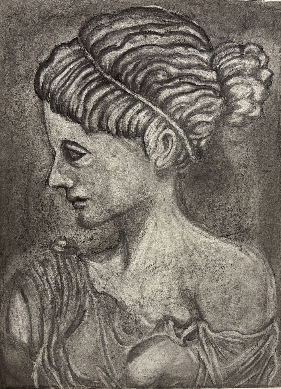 Caption Of Artwork: Medium: Compressed Charcoal on Toned Paper