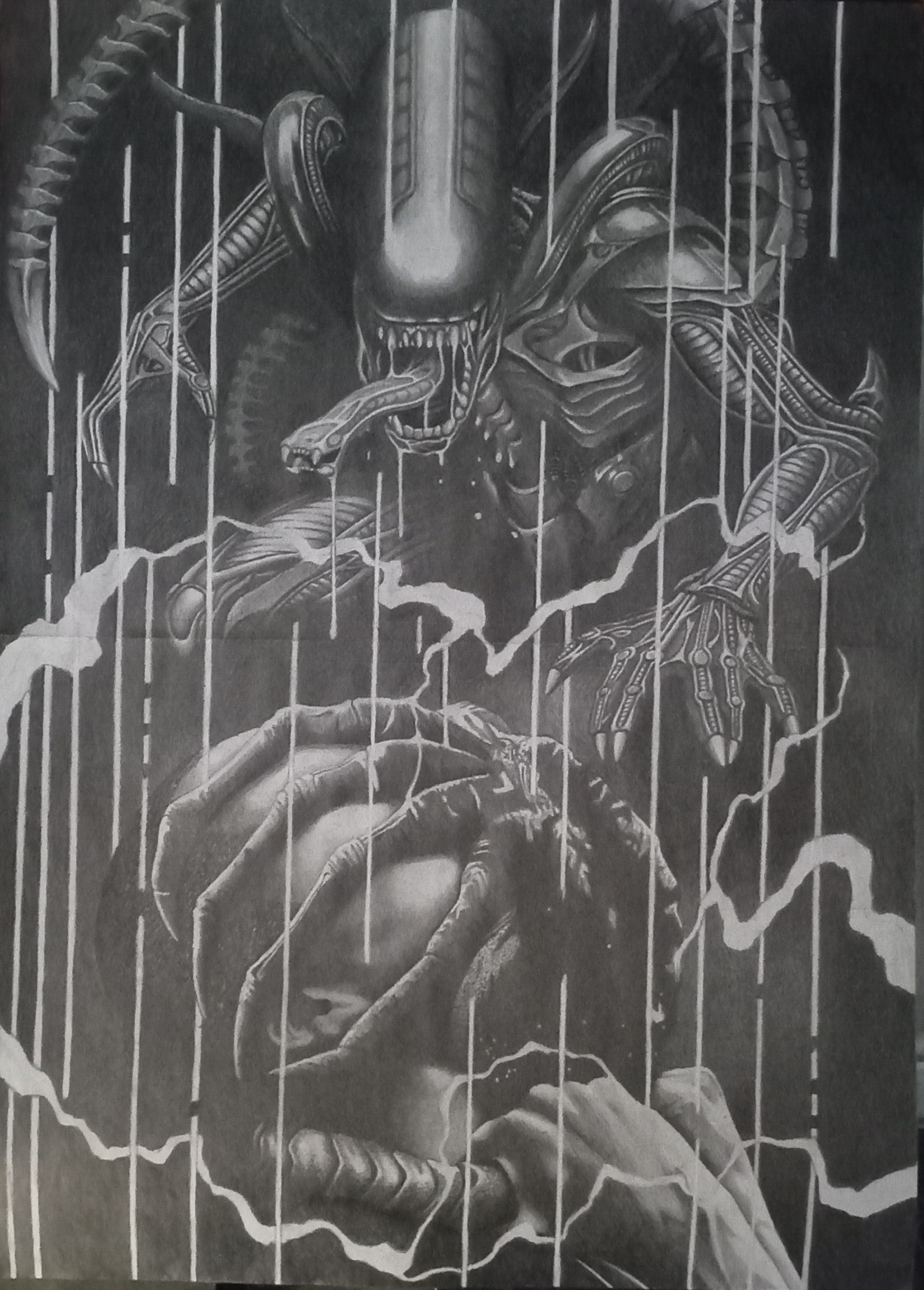 Custom artwork by Steven, featuring a stylized creature with elongated limbs