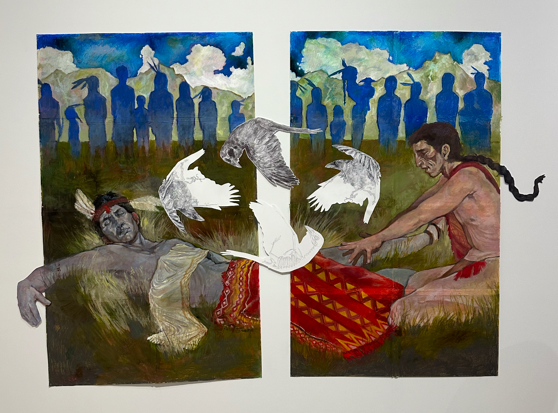 Reduce Reuse Recycle by Olympia Sol Cuneo featuring two figures and white birds