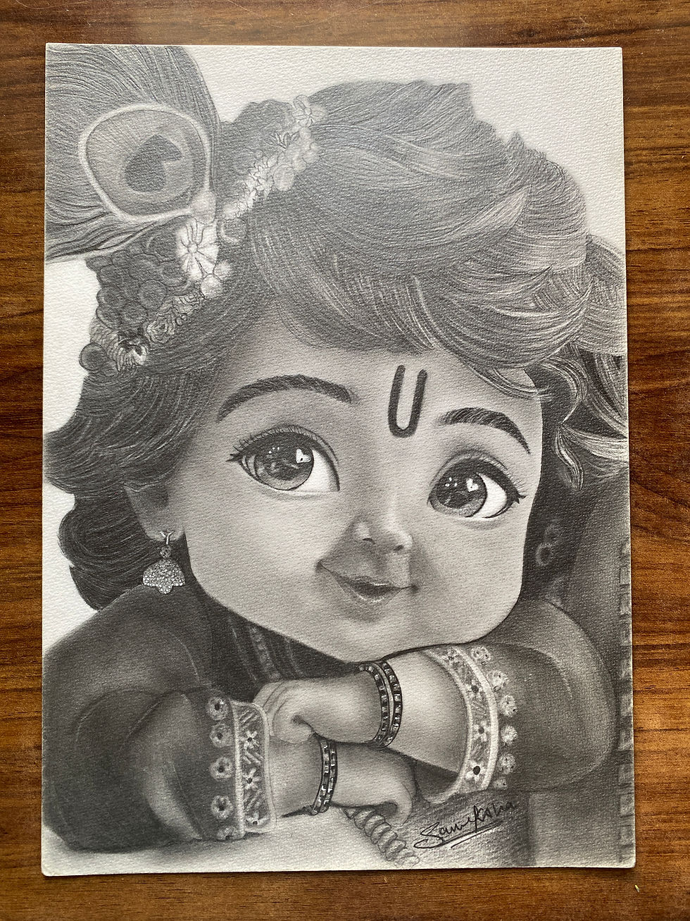 Caption Of Artwork: As the name of the artwork goes like समाधि , it essentially represents the कर्म योग. To make this piece come alive, sincere efforts have been made by an amateur artist who cares of the journey not the results or some unparalleled names. This all is evident from the eyes itself of the deity that represent playfulness, charm and joy an artist can find in fleeting moments while making it. Here every shade is made and celebrated.