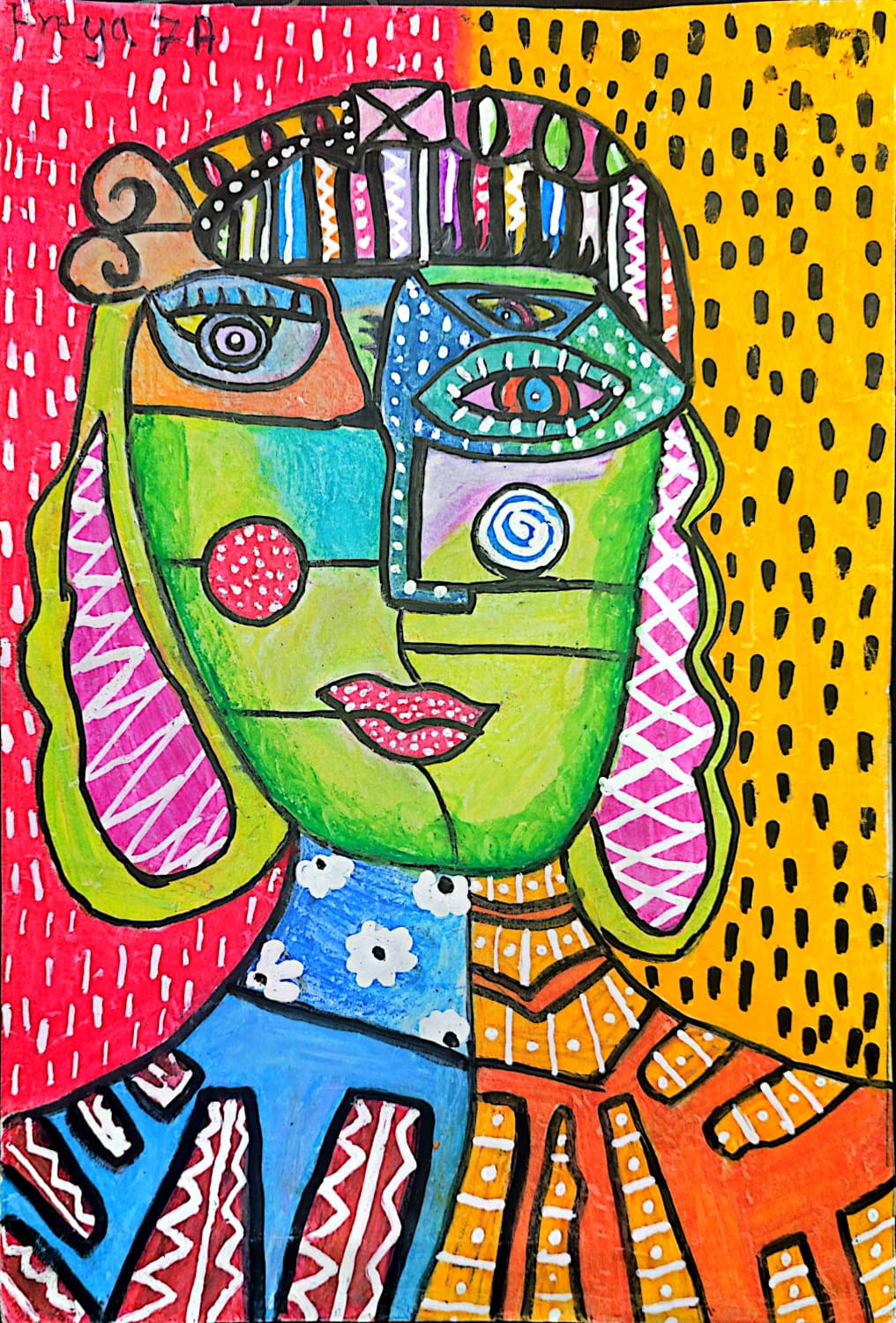 The Mosaic Mind by Freya Tavadia, vibrant geometric portrait