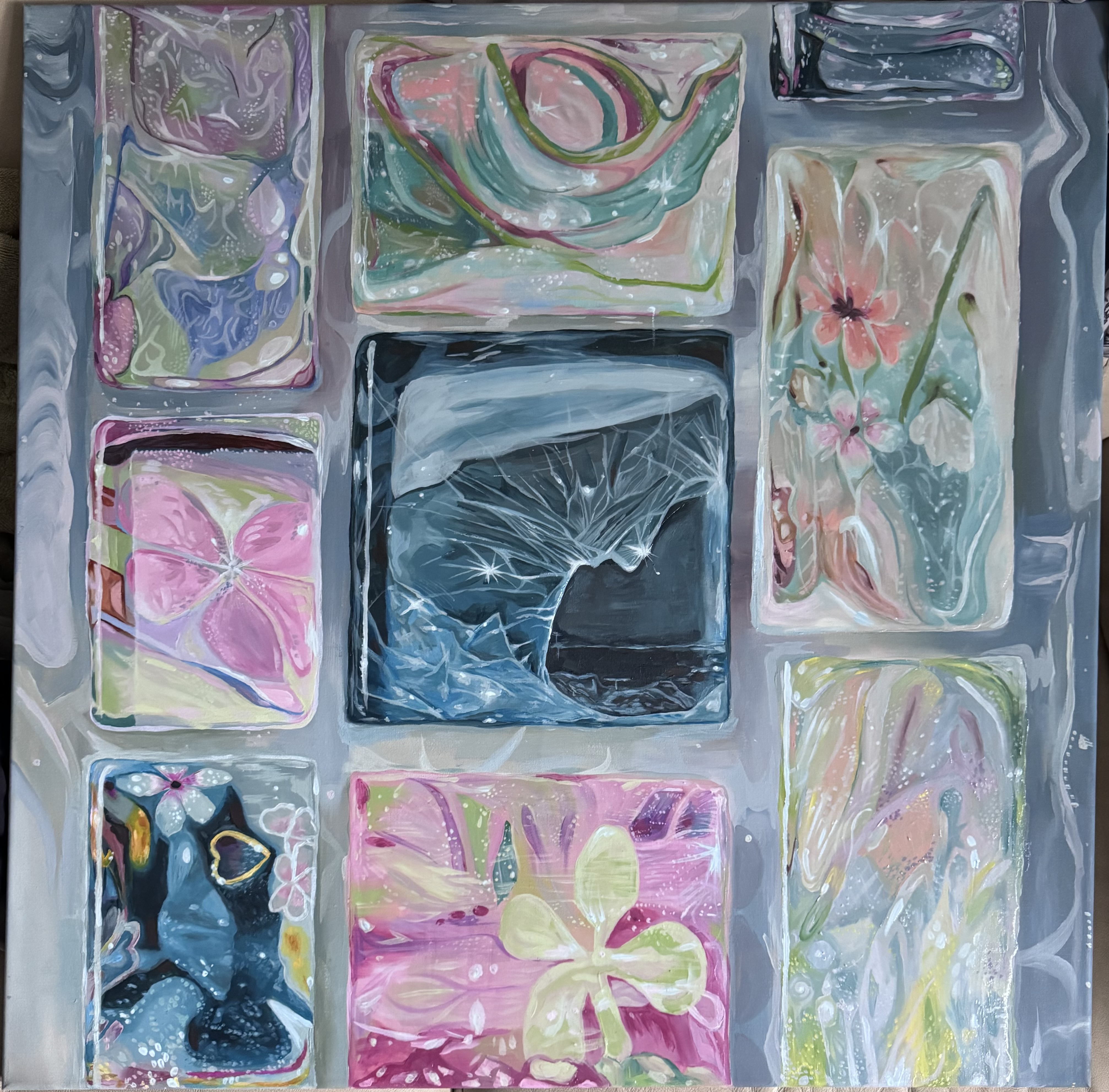 While Everything Else Blooms by Ayeeda Jamain, featuring abstract and floral designs
