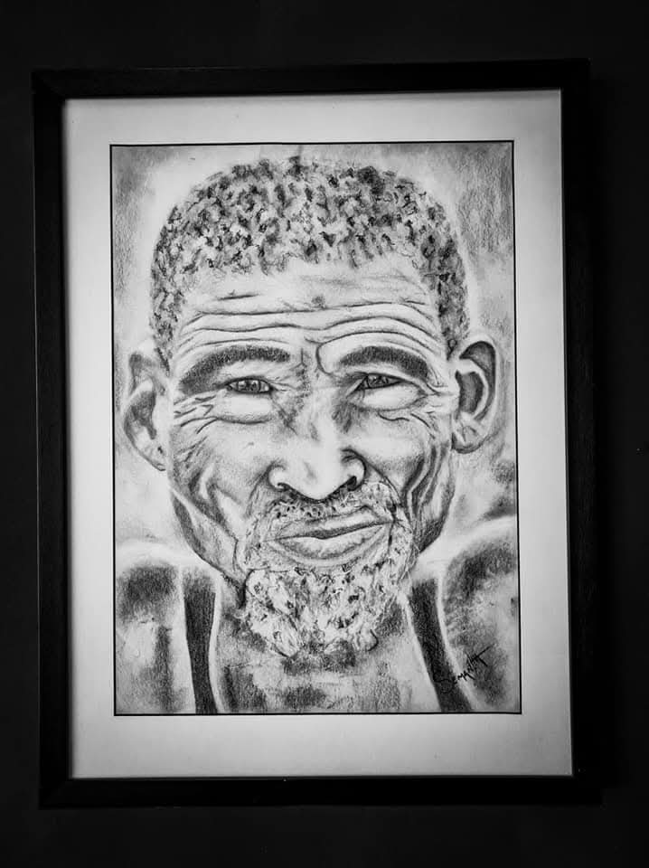 Stories in Every Line by Brenda van Zyl, black and white portrait of an elderly man
