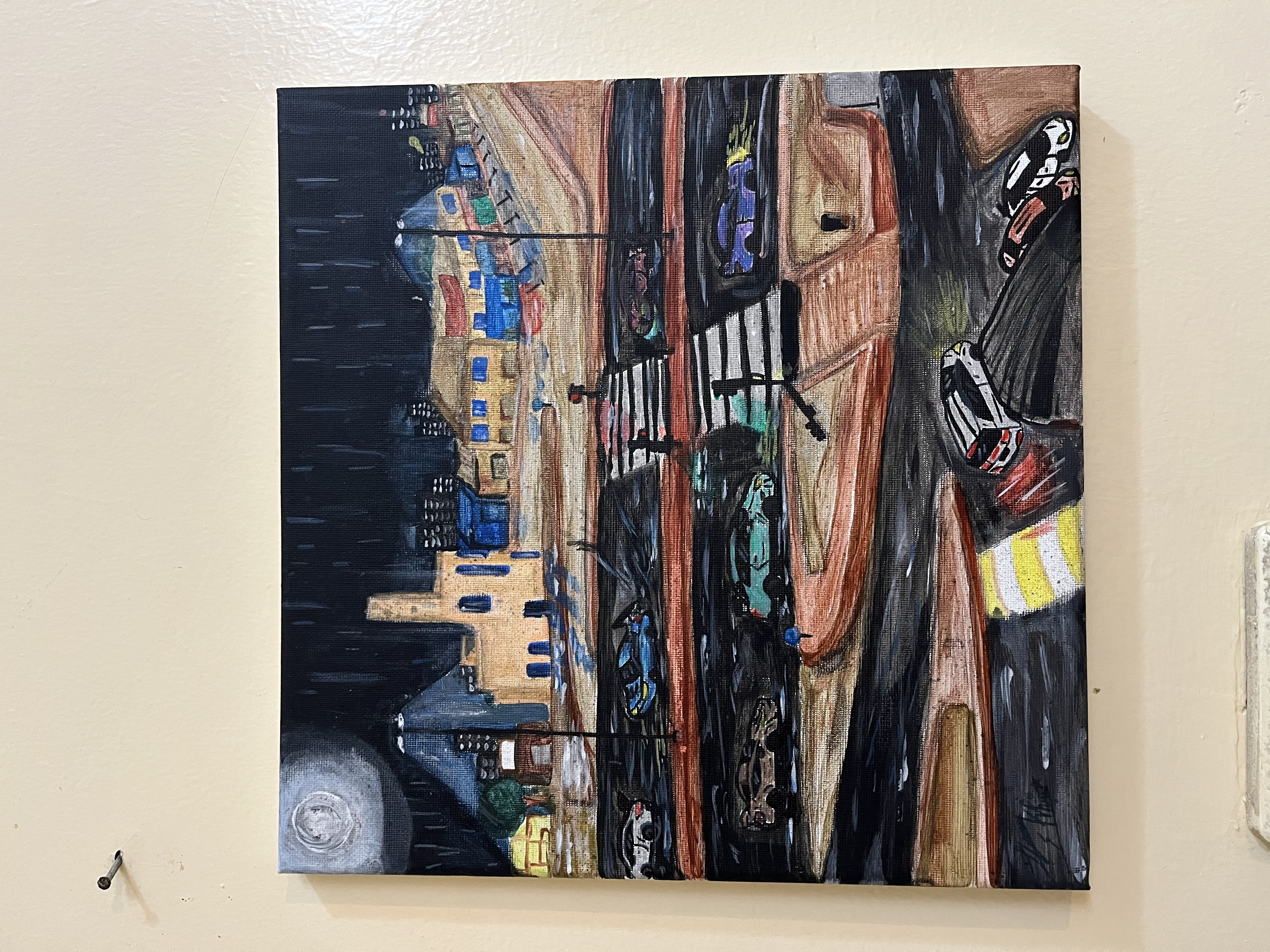 Midnight motion by Humna Sandaleen Khan, an urban night scene with cars