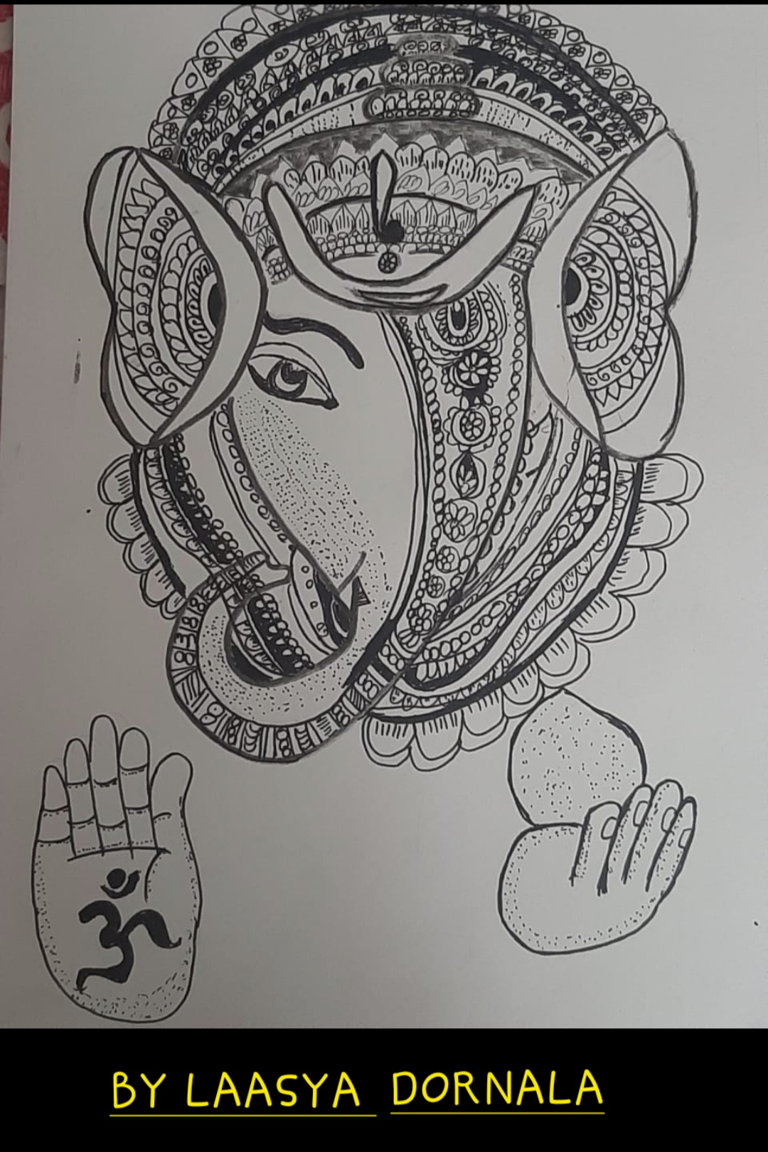 Mandala Art by Laasya Dornala featuring Ganesha mandala design