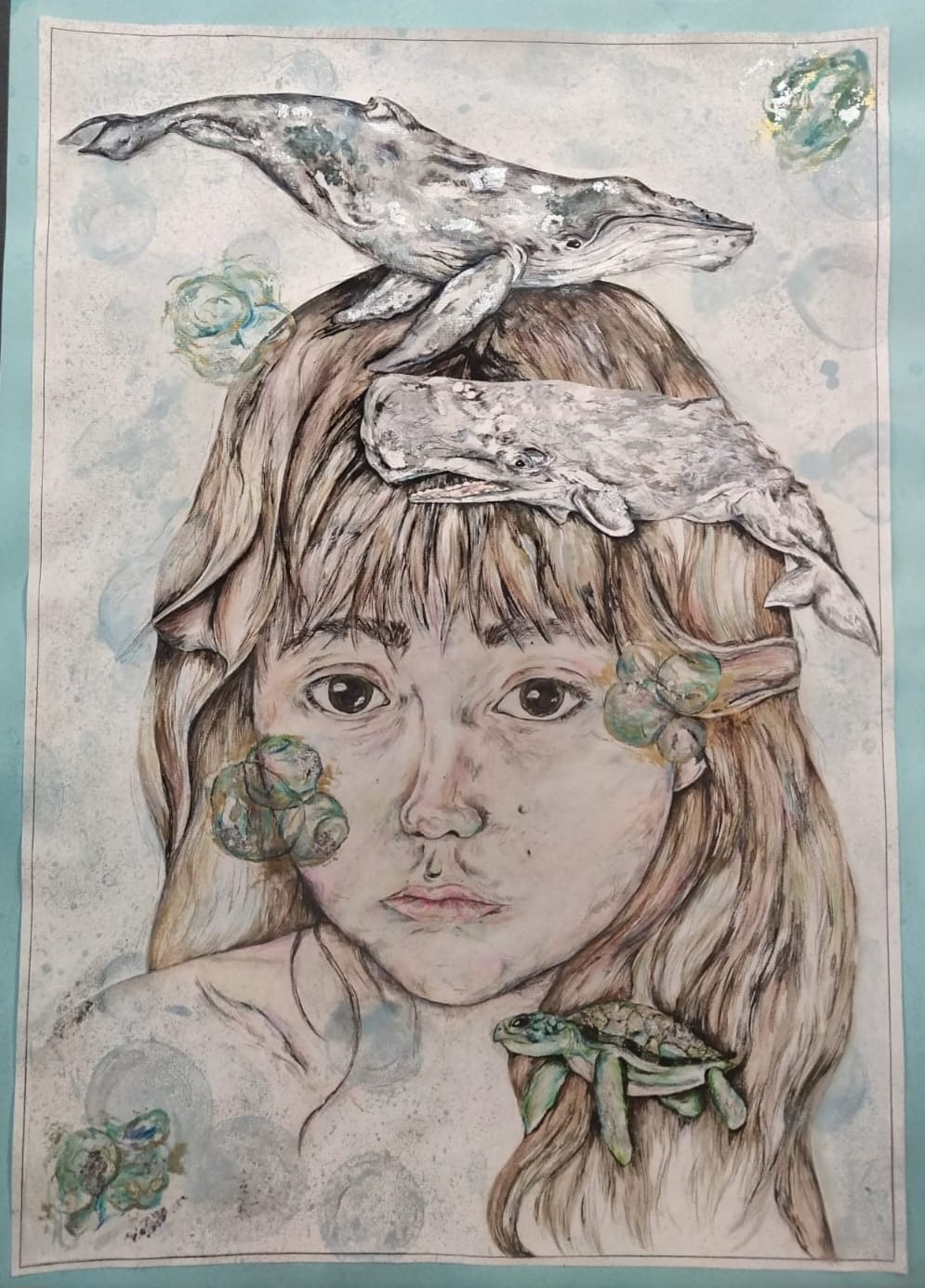 Hypnopompia by Robyn Julia Rankine, portrait merging with ocean elements