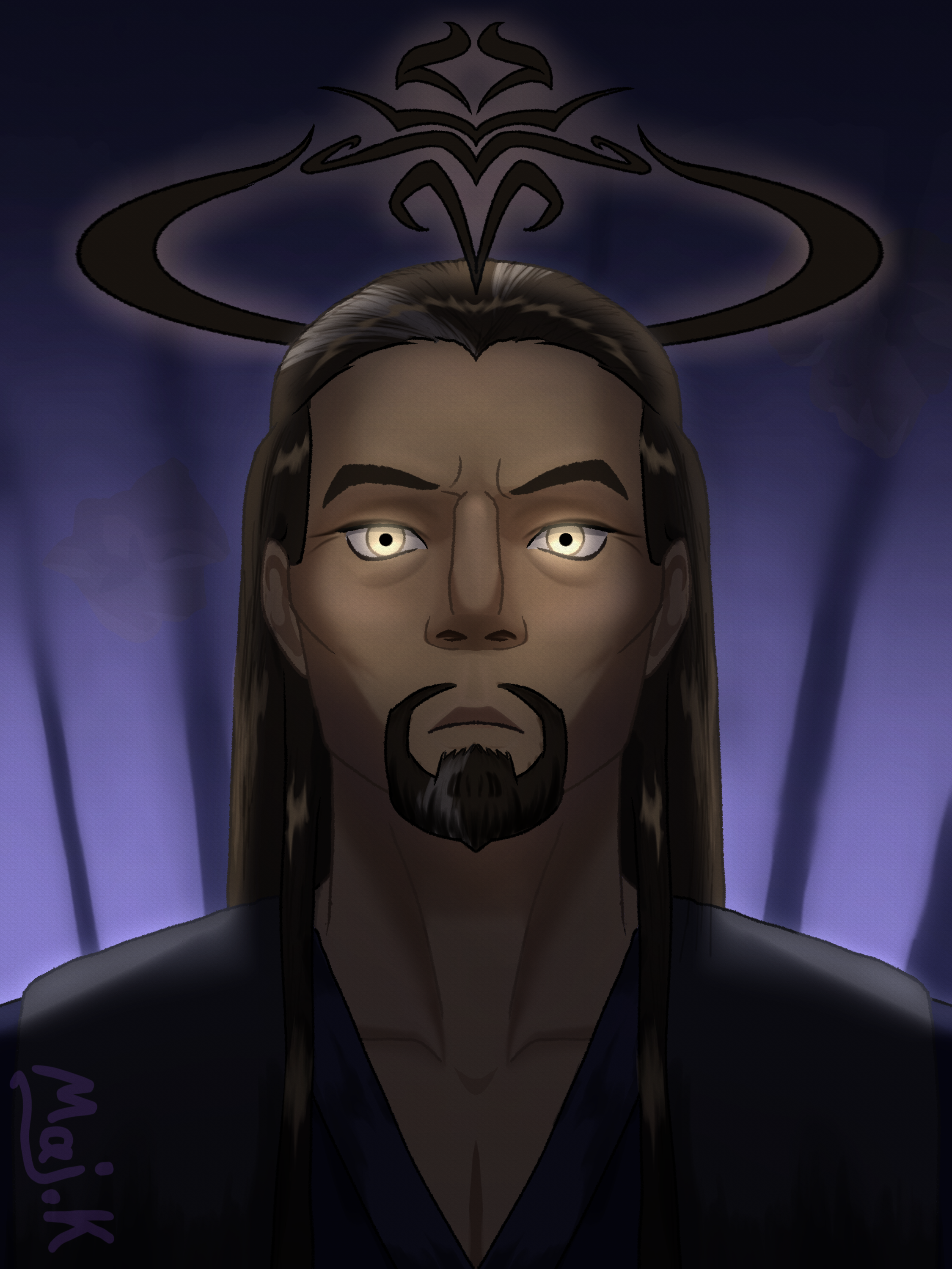 Father of Melancholy by Miselo Kunda, portrait with intense expression and symbolic elements
