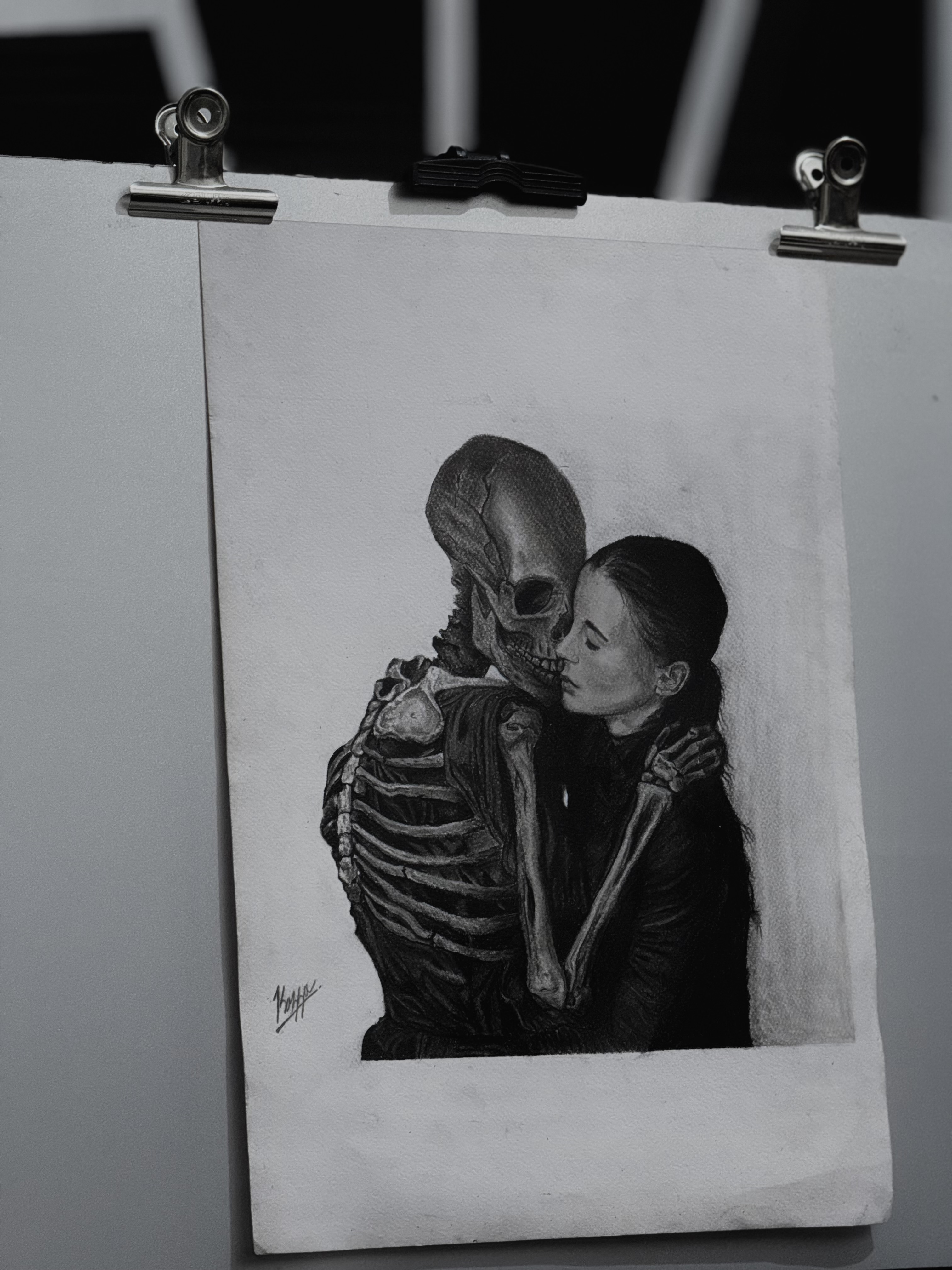 Dance With Dead by Kasun Kalhara Maluddeniya - human figure embracing a skeleton