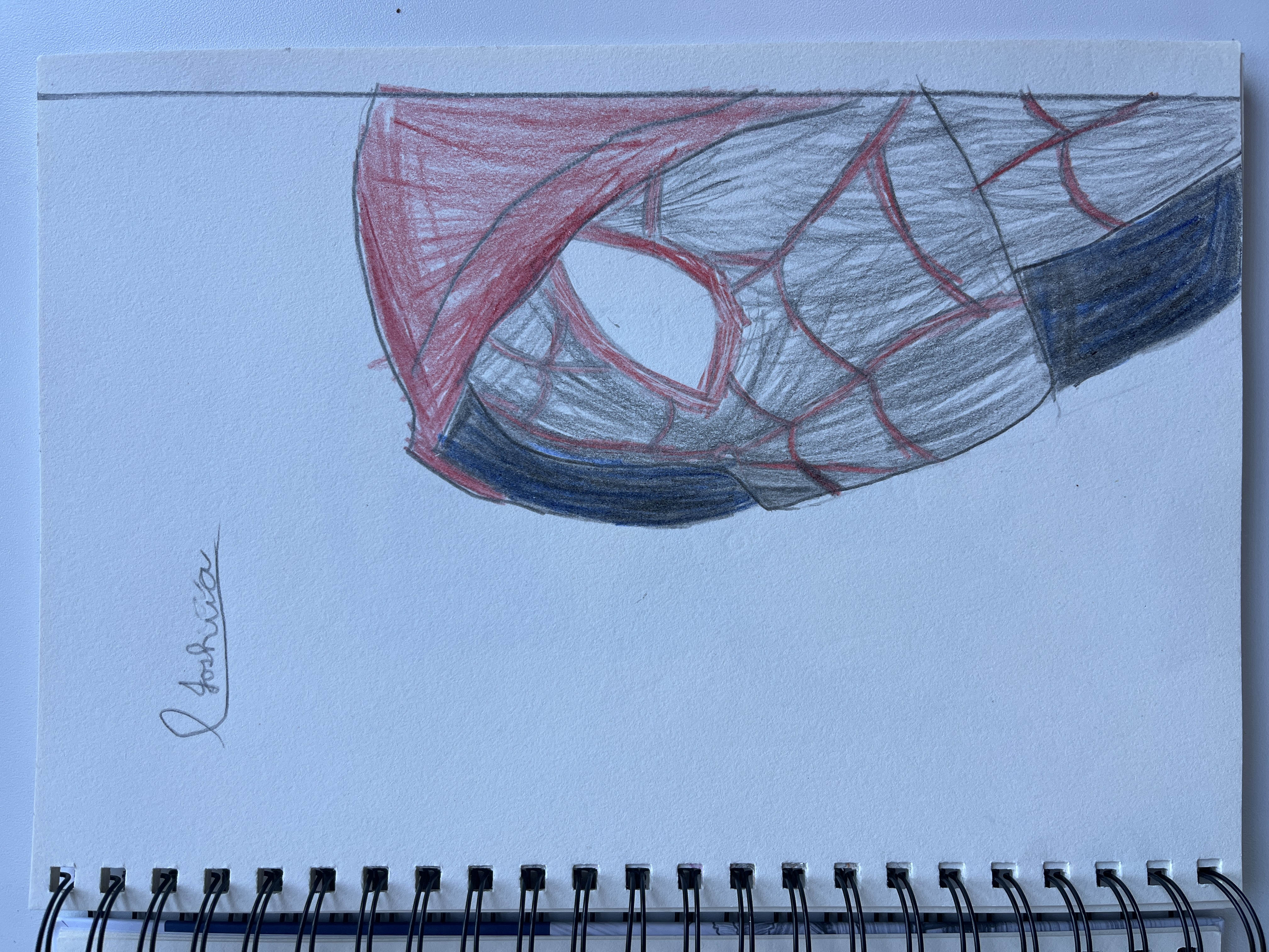 Joshua Von Willingh by Joshua Von Willingh, close-up superhero mask in red, black, and blue