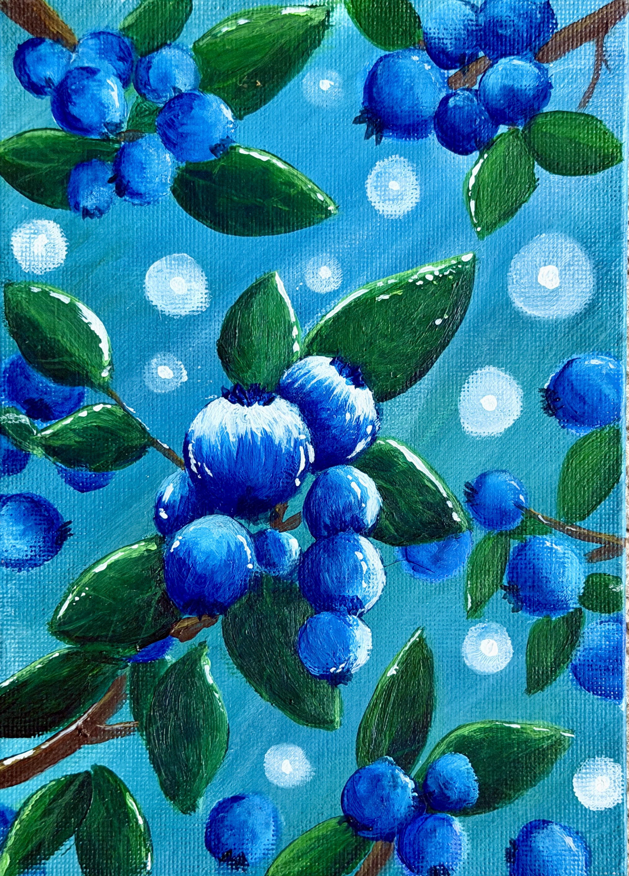 Blueberry by Rakin Azad, close-up of blueberries on turquoise