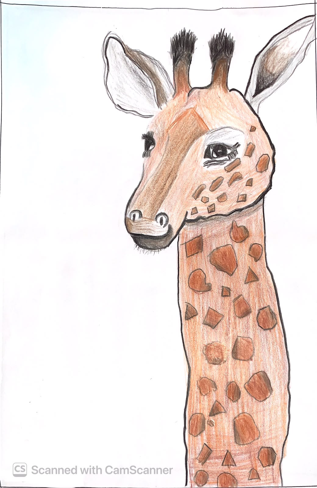 Giraffe by Shravya Vinayak kolindrekar, featuring a head and long neck with brown spots