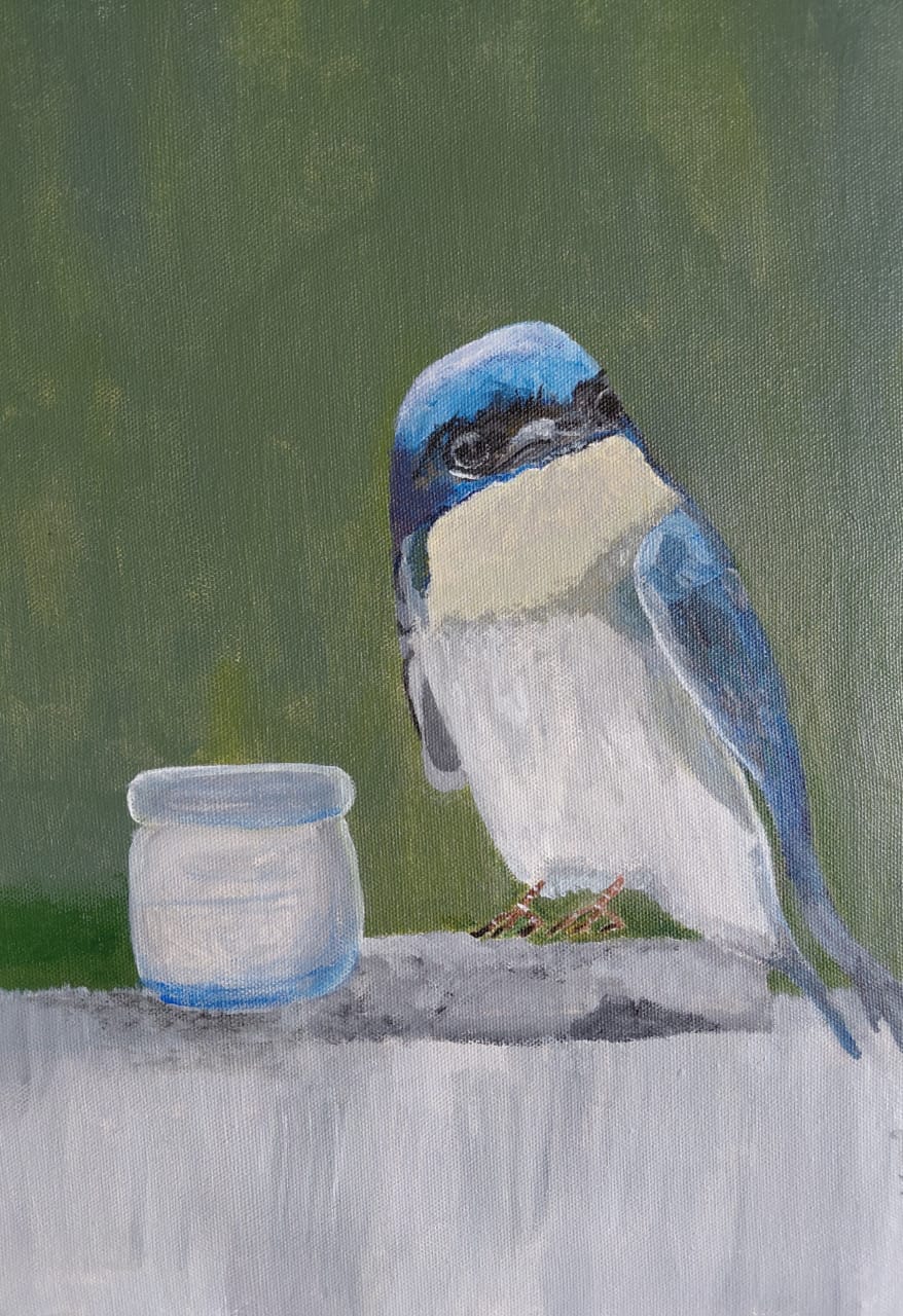 The View by Maria Adnan featuring a bird and glass vessel