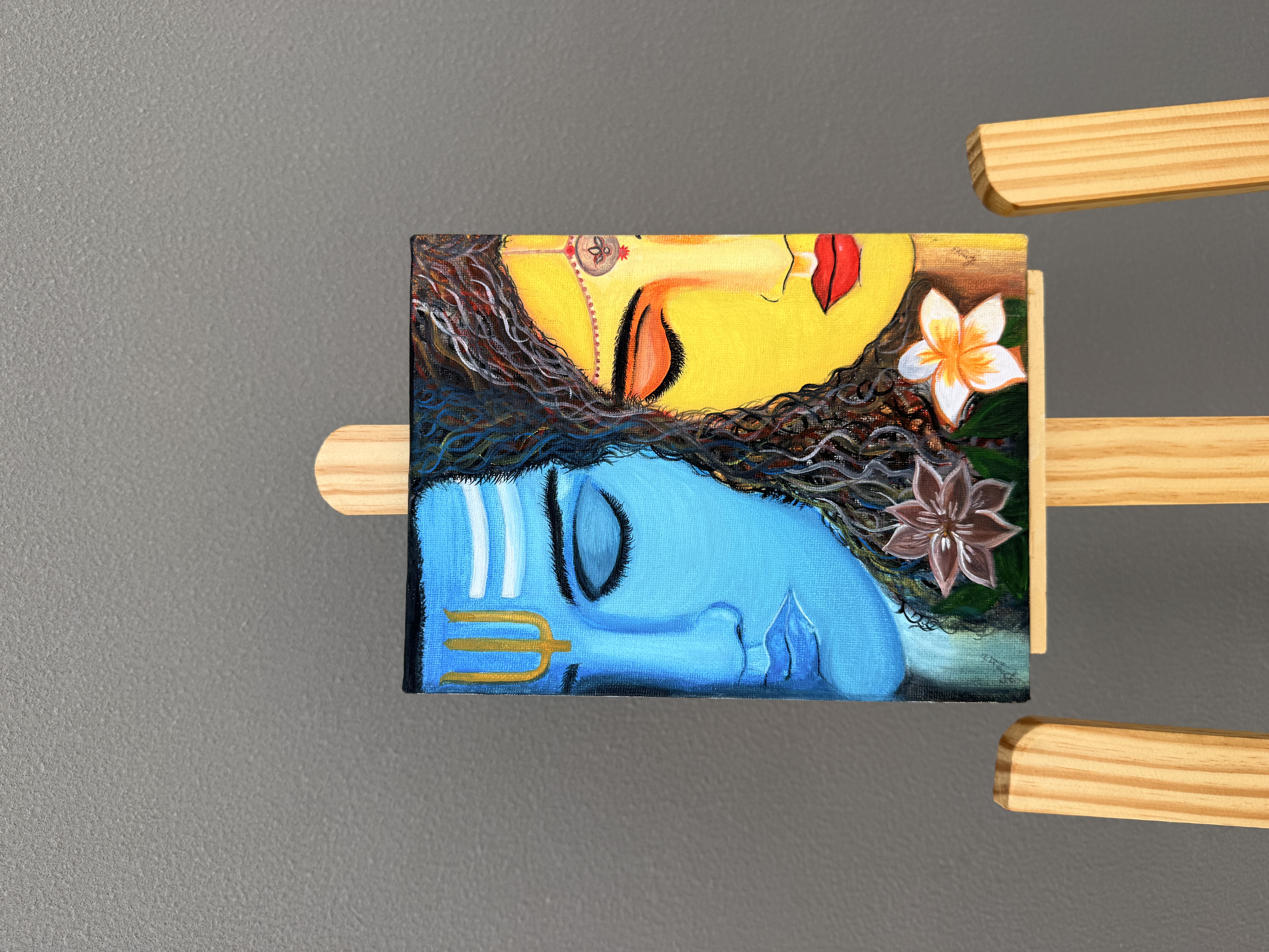Acrylic Art by Smiriti Singh, depicting Shiv-Parvati in serene profile with vivid colors