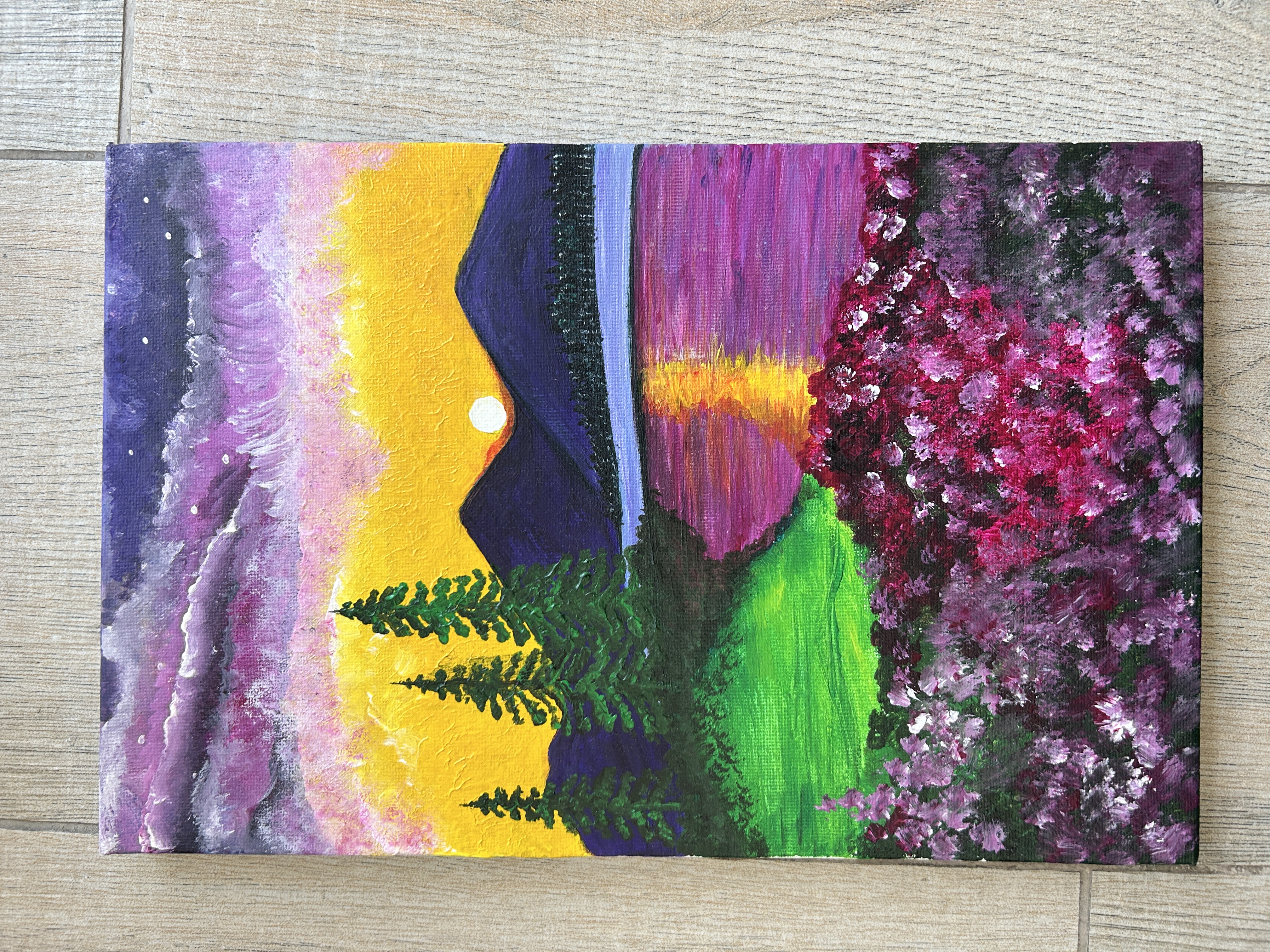 Twilight in Bloom by Sahaj Vanarasi l, vibrant sunset landscape