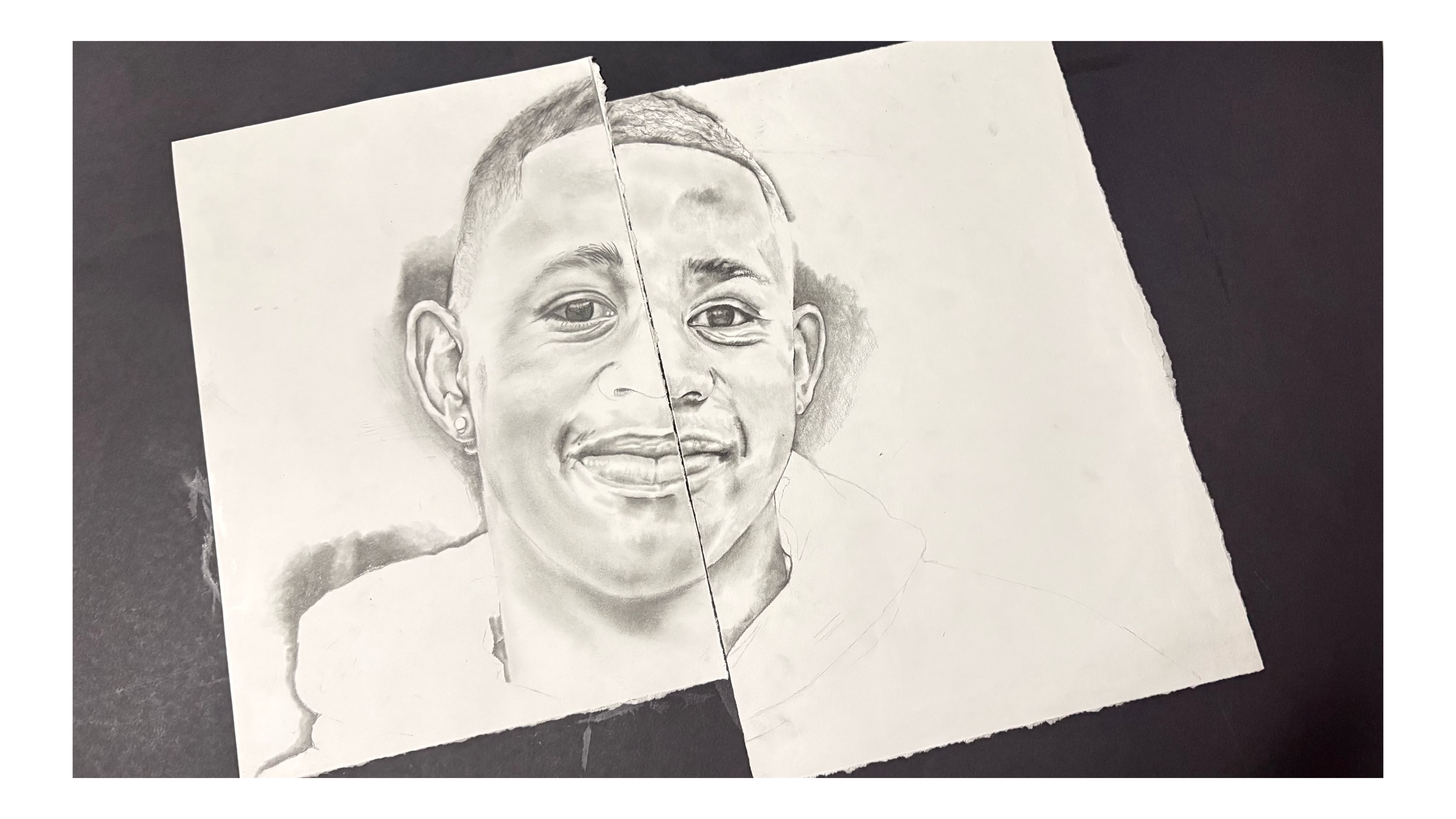 The weight they wear by bandile rich, pencil portrait with split face