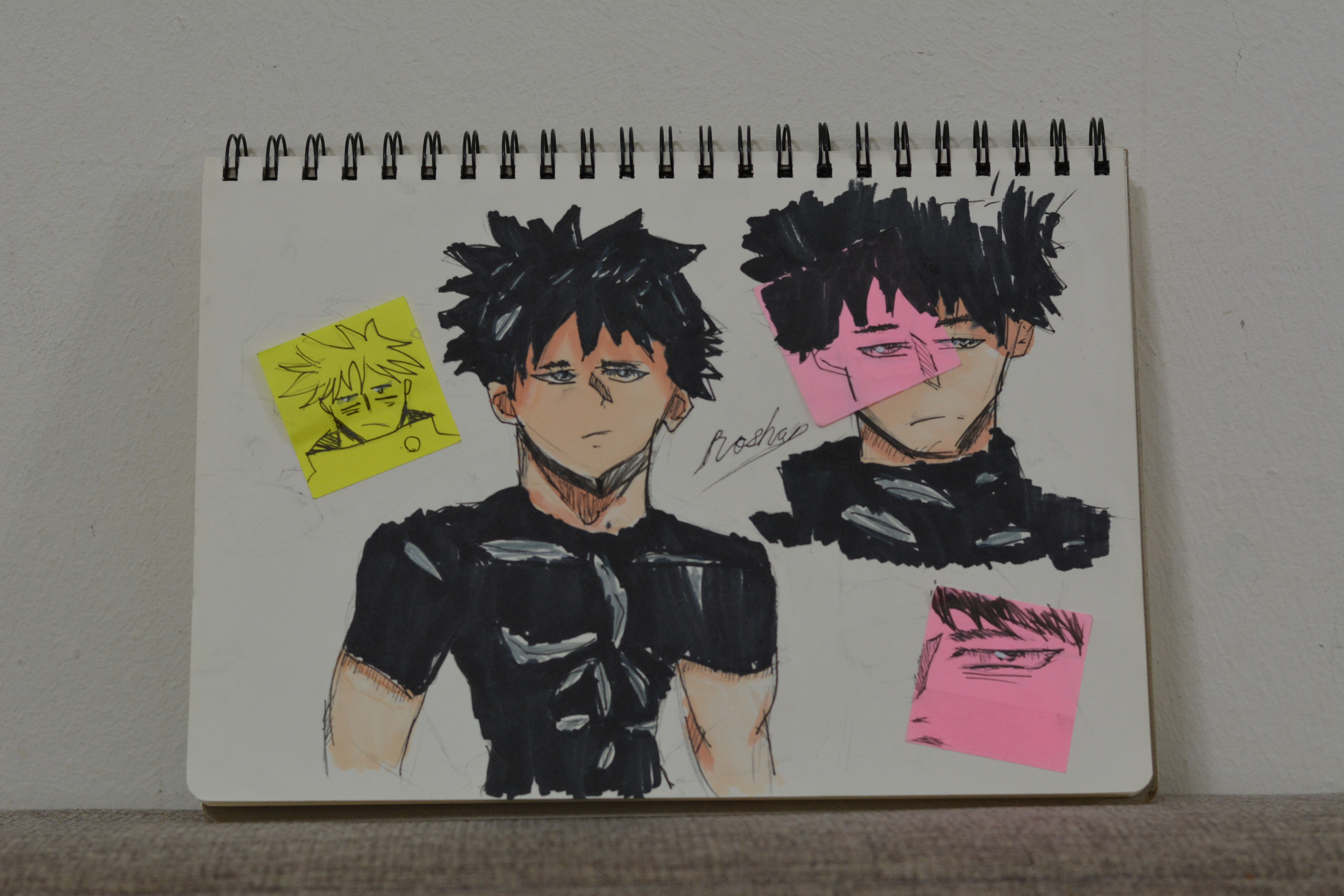 Anime series by Roshan Joy Philip, sketchbook with drawings of Megumi Fushiguro
