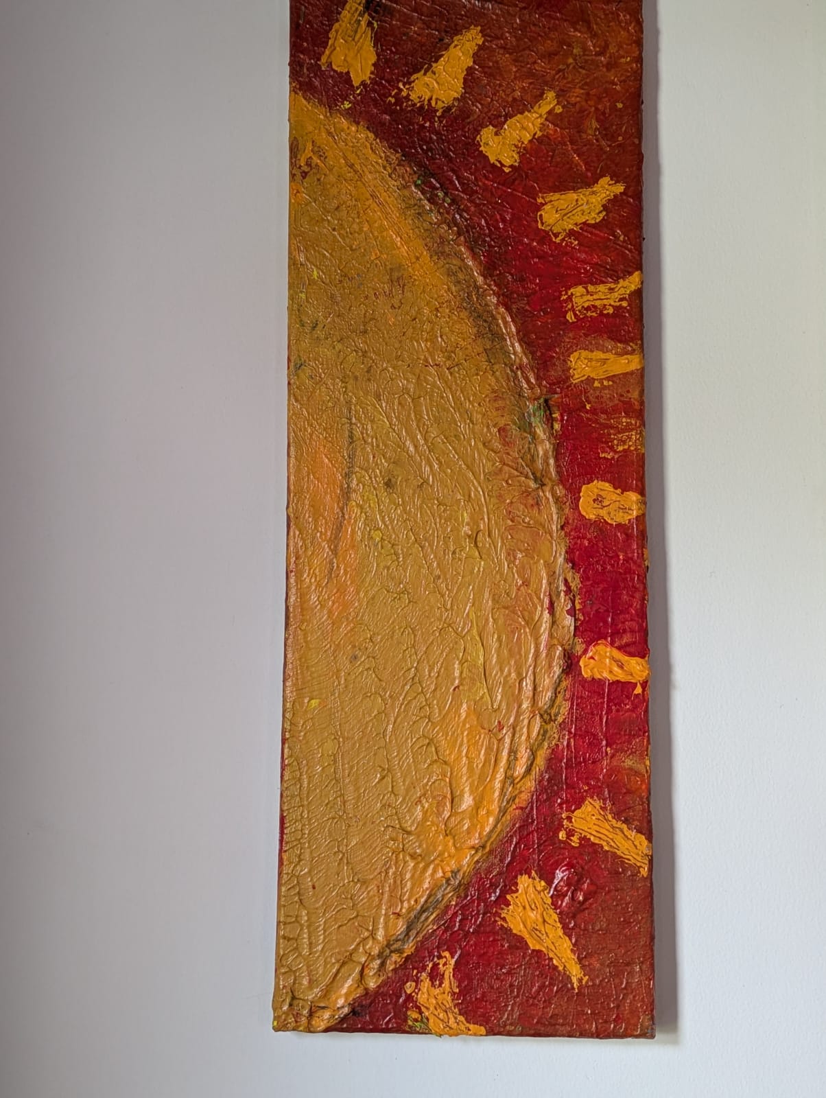 The Sun by Wiswasuriya Maya Shenara Silva featuring a golden semicircle and deep red background