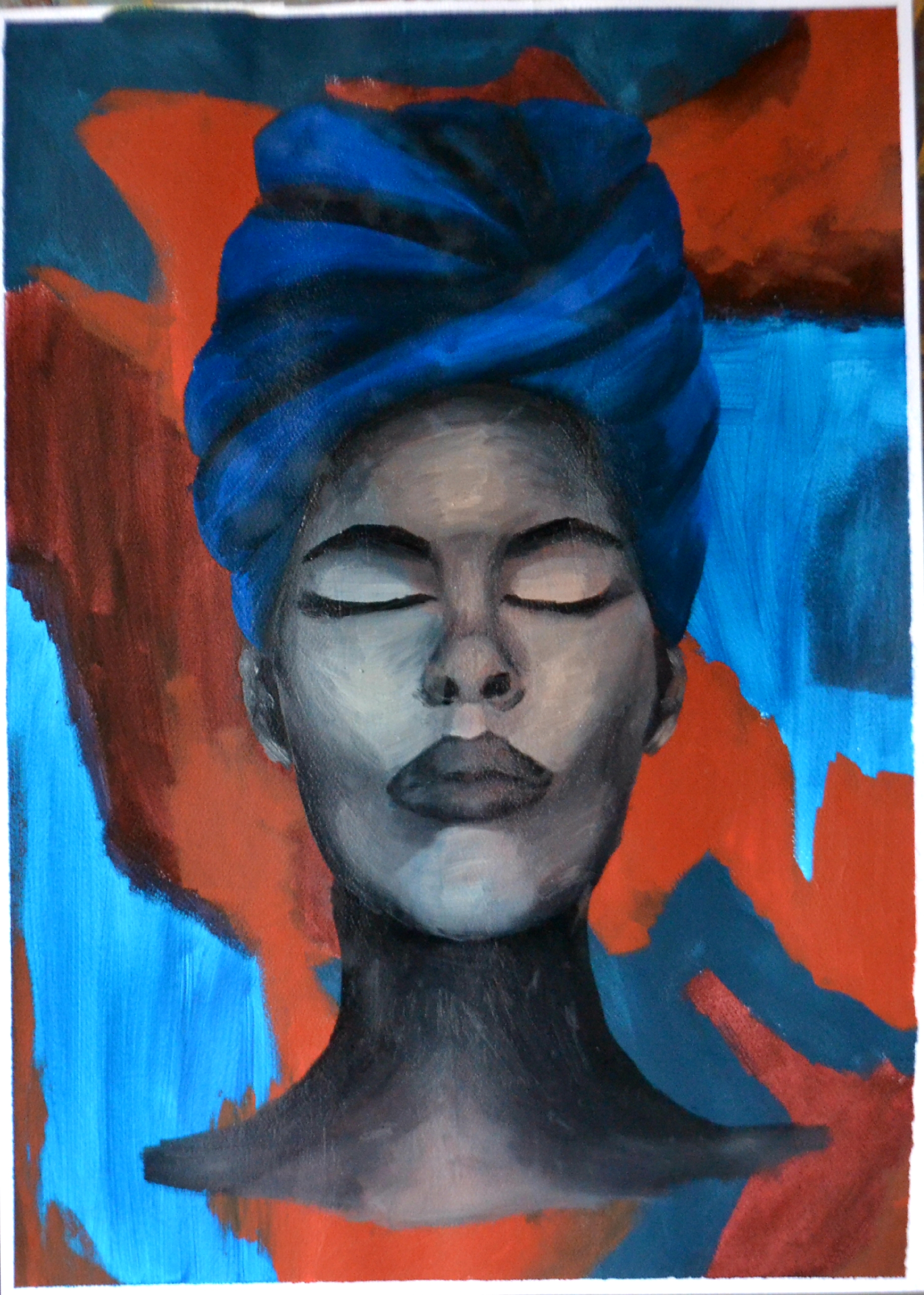 kukohorwa by Anna Mphande - serene woman with blue headwrap