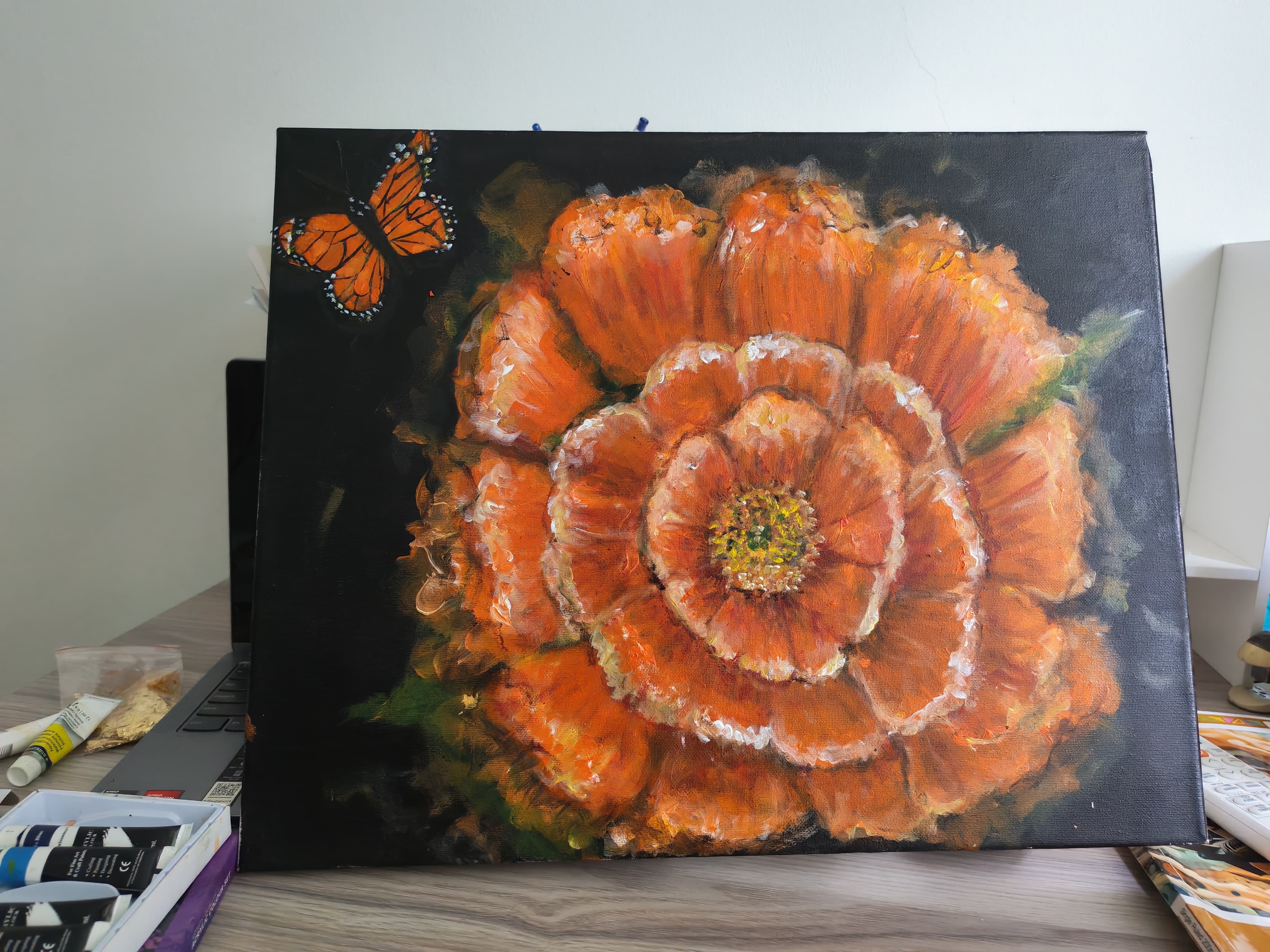 Amber Flight by Bethmage Poorni Sadu Shakya Perera, vibrant orange flower with detailed petals