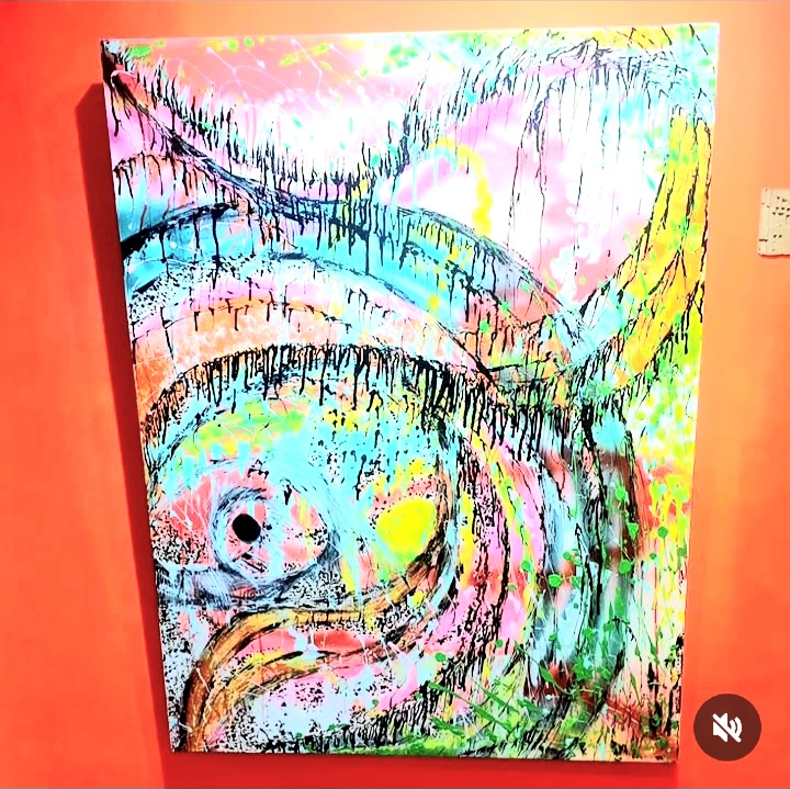 HALLUCINOGENIC by Mohamad Ariff Mohamood, abstract swirling lines and central eye motif