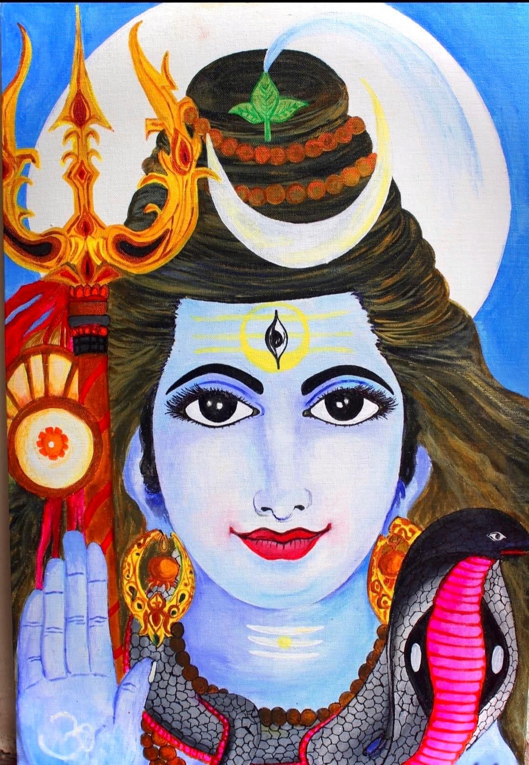 The Cosmic Shiv by Akshar Gupta, depiction of Lord Shiva with serene eyes