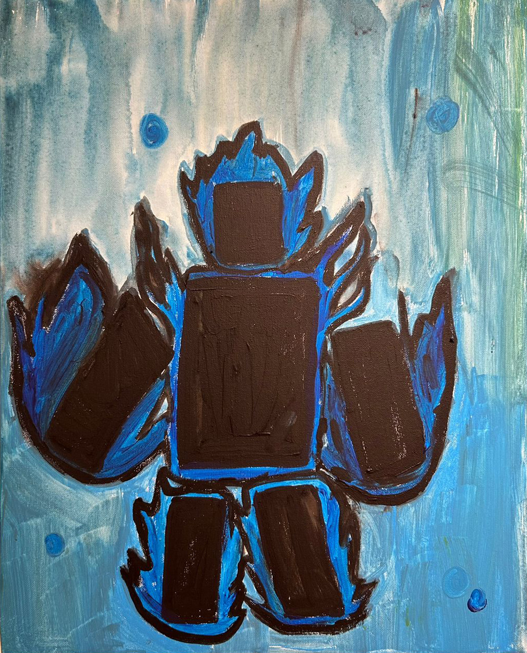 Hero Hunter by Lim Ting Heng, geometric figure with black and blue design