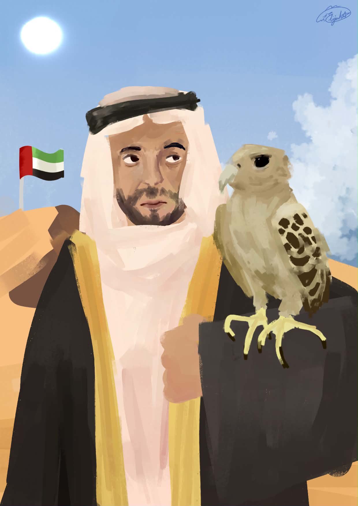 The Falcon's Gaze by Elijah Dennise Salvo Tirao depicting a figure in traditional attire with a falcon