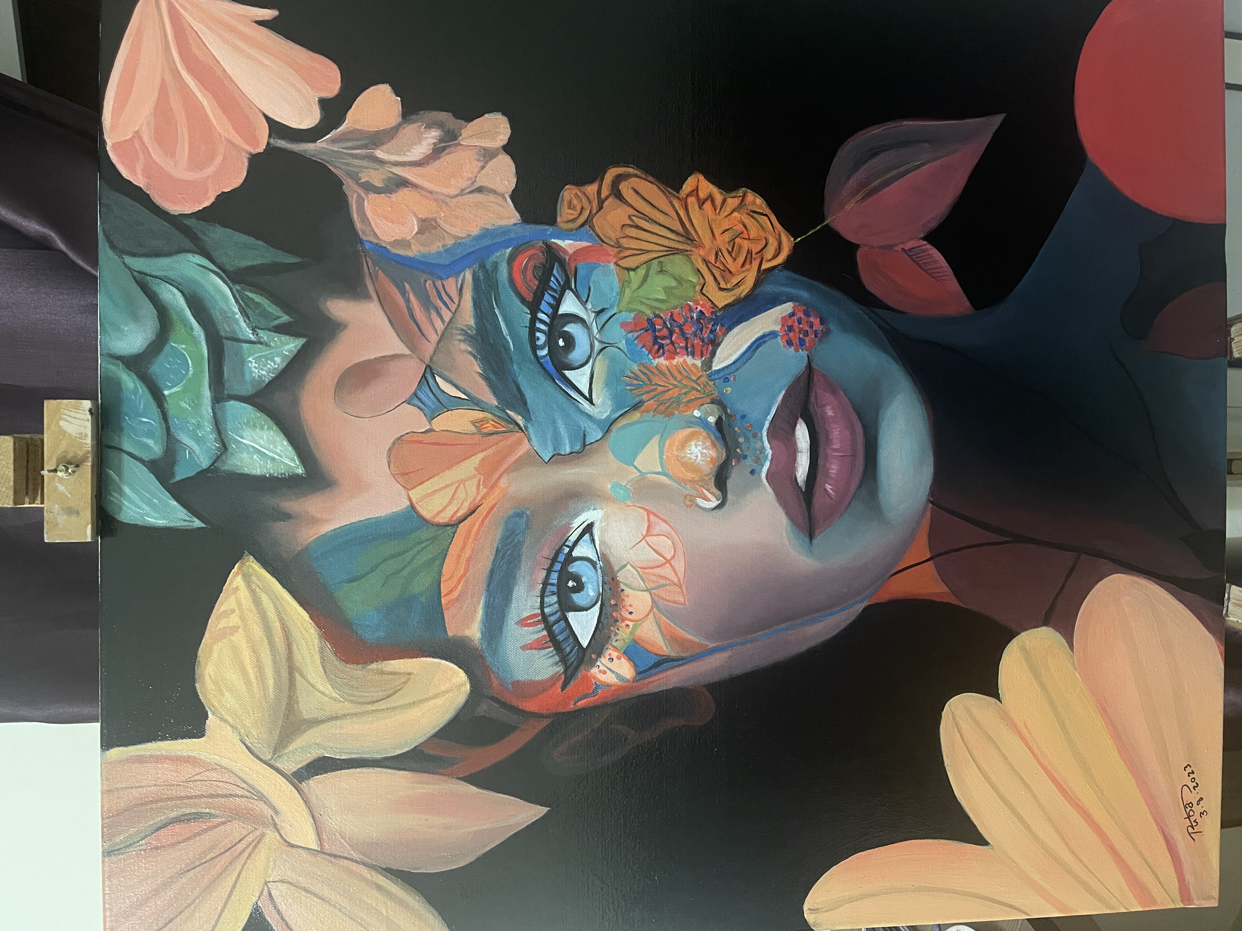 Flowers lady by Ruba katato, portrait with floral and abstract elements