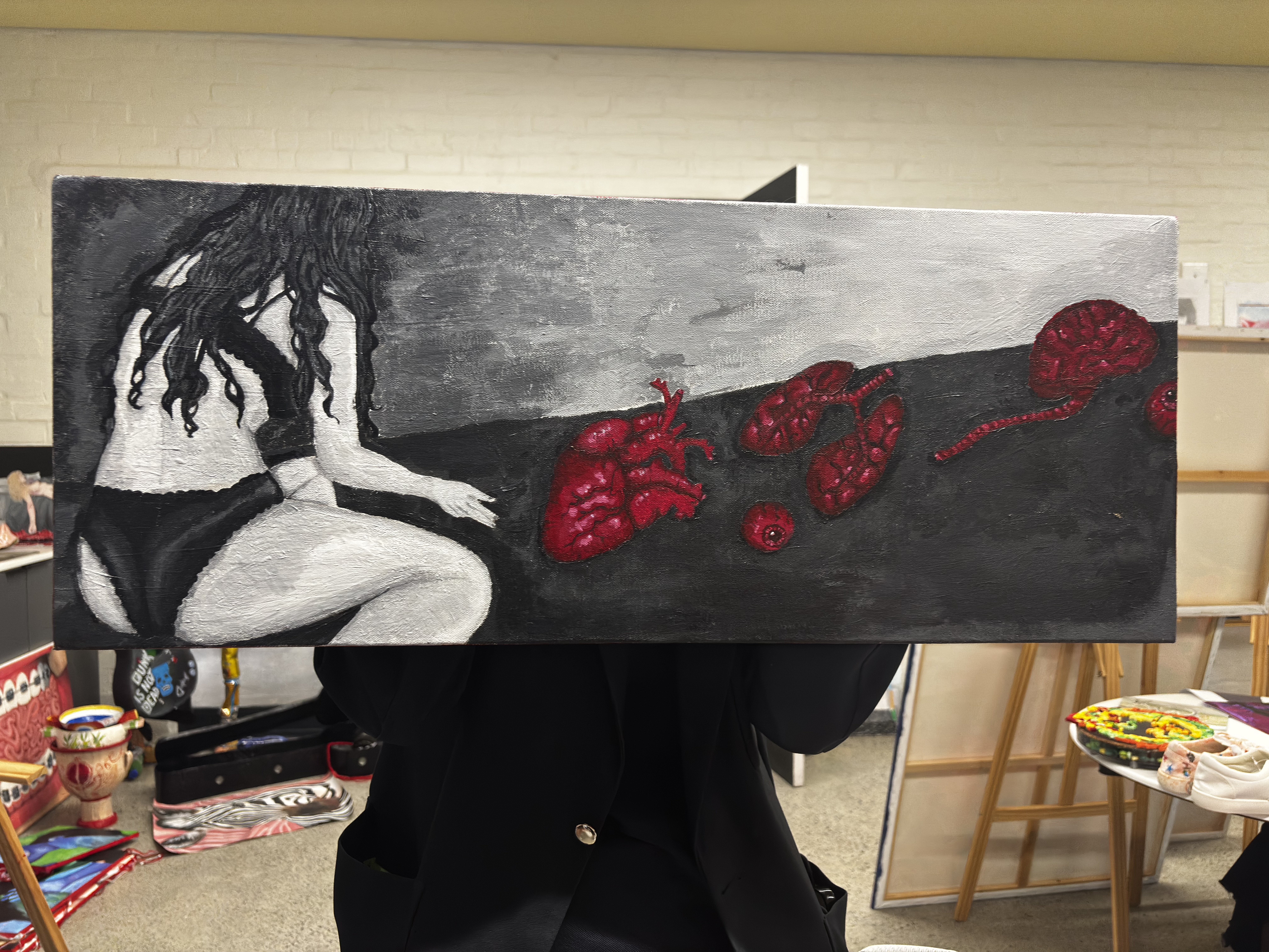 My road to recovery by Jadelyn Kamp, monochrome artwork with figure and contrast