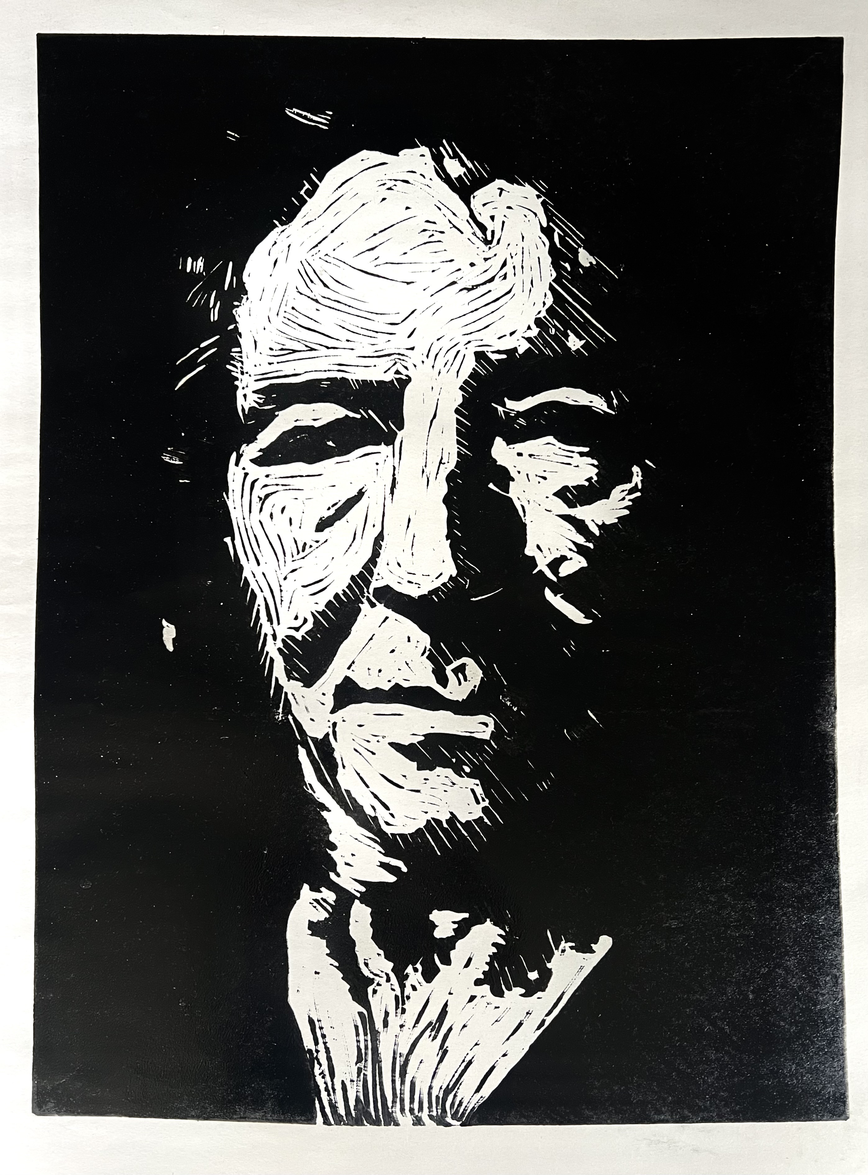 Father by Diana du Toit, monochromatic male portrait against black background