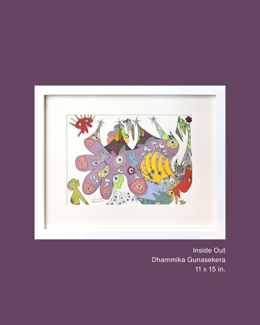 Giant Amoeba by Dhammika Nissanka Gunasekera, vibrant purple amoeba-like shapes against deep purple