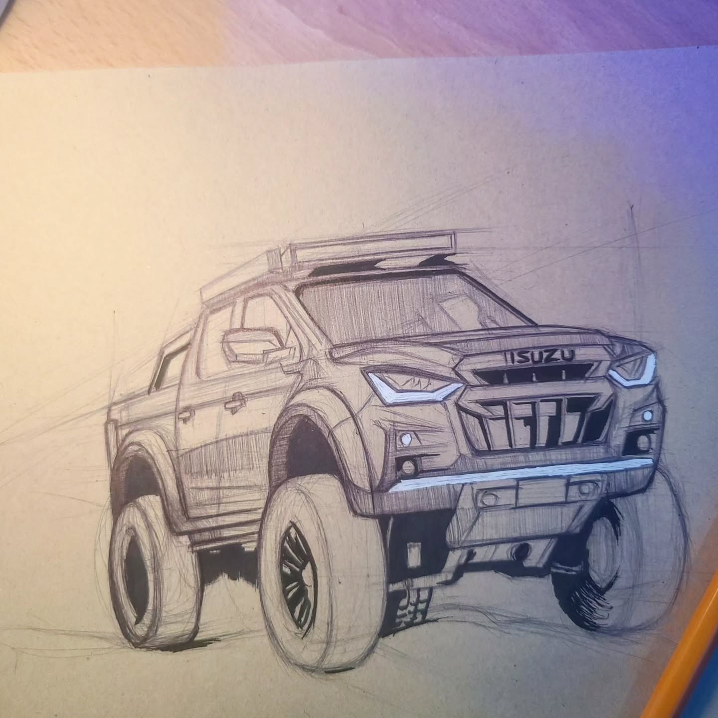 ISUZU DMAX by Afro Baby, detailed sketch of a robust truck