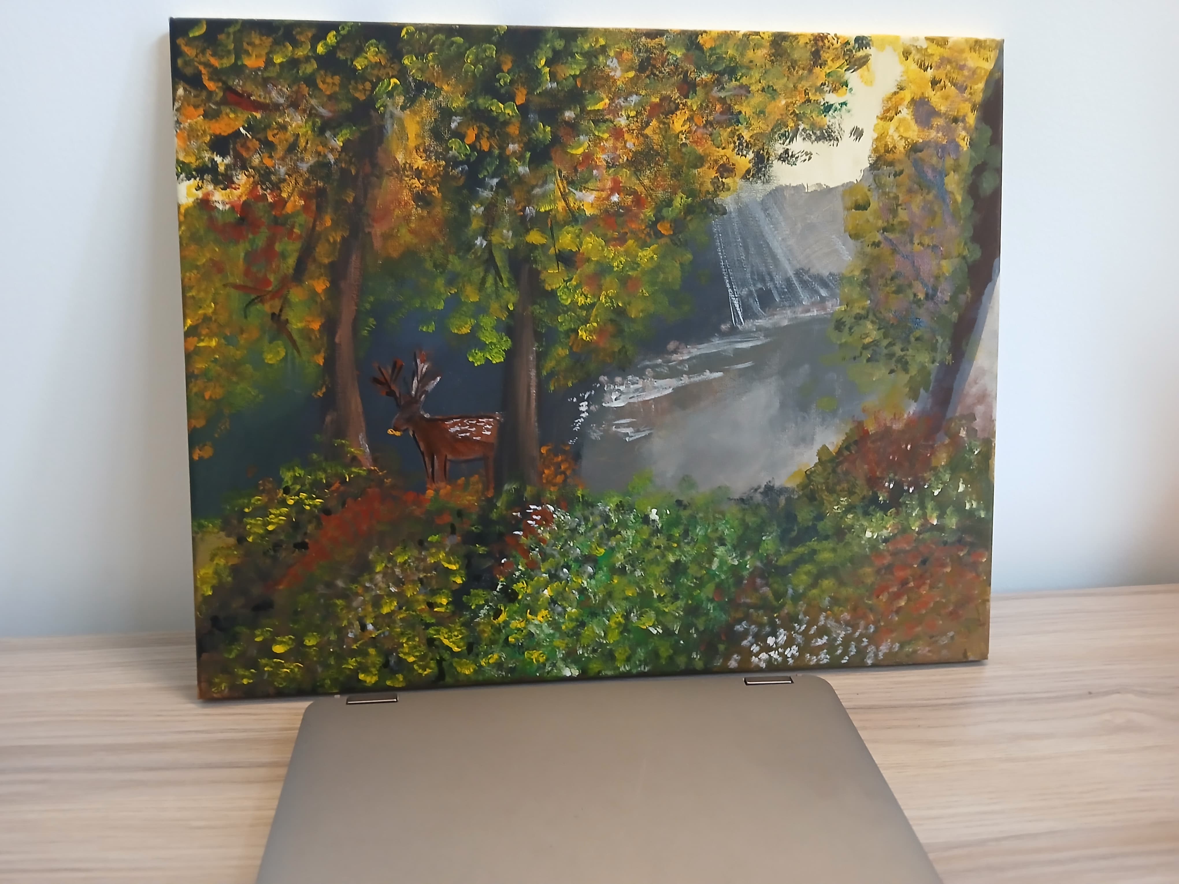 A Journey in colour by Bethmage Poorni Sadu Shakya Perera, depicting a serene forest scene with multicolored foliage