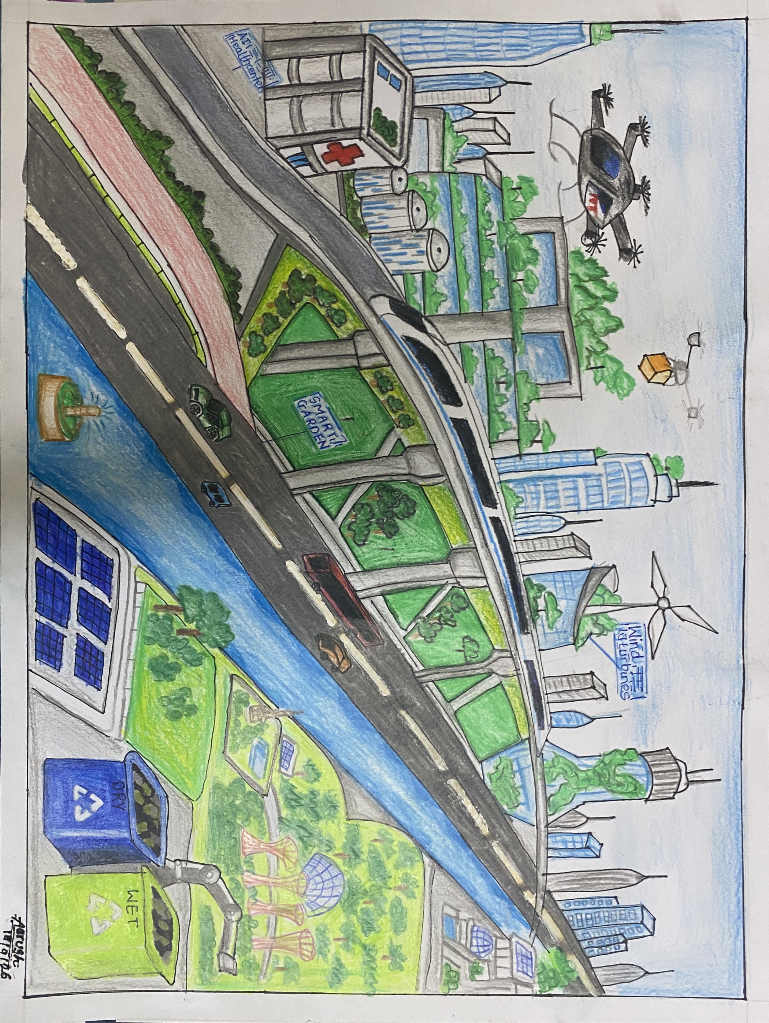 Chronicles of Tomorrow by Aarush Upganlawar, futuristic cityscape with modern buildings