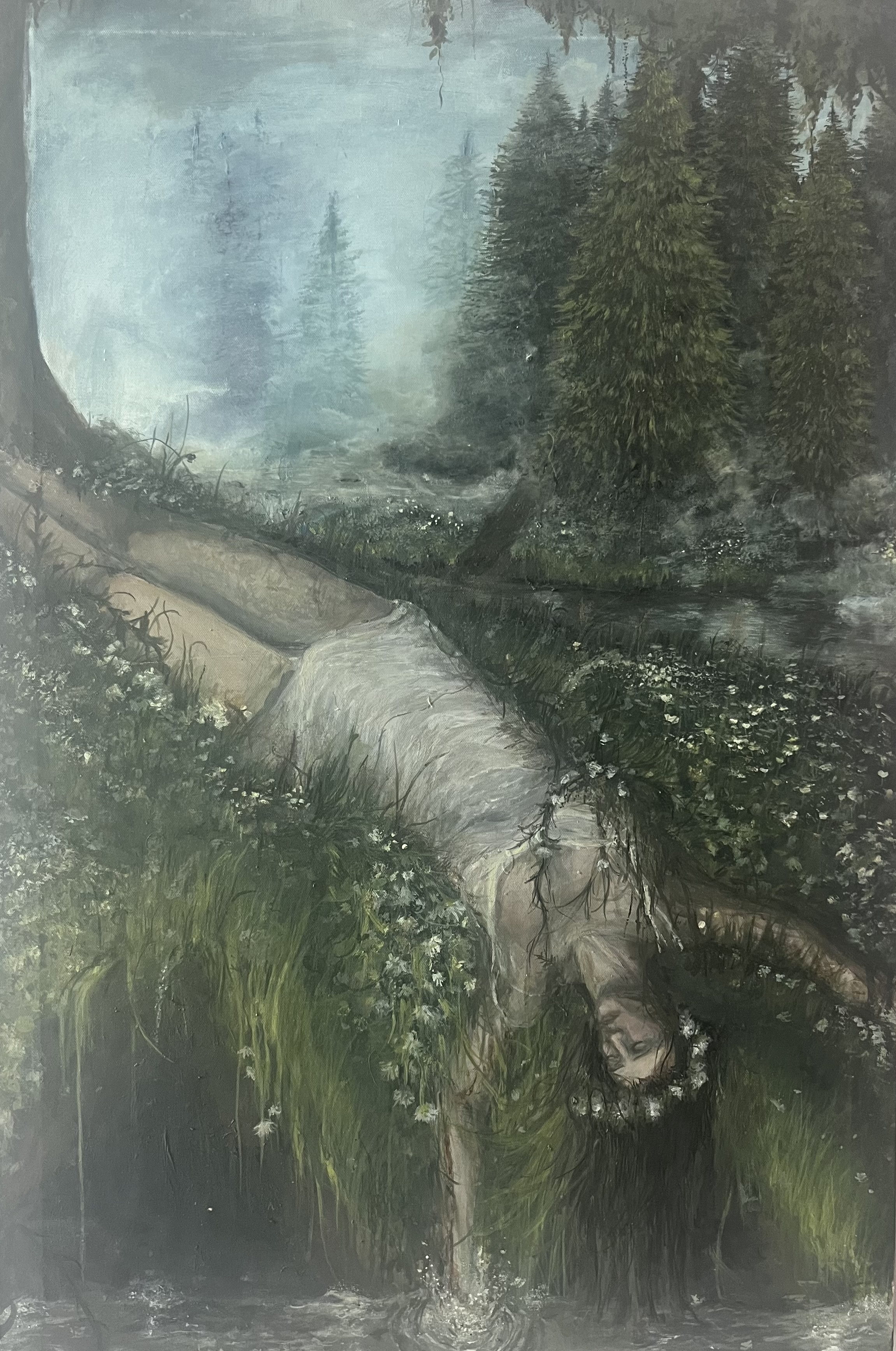 A Fallen Petal by Vanessa Wassmann, serene forest scene with human figure
