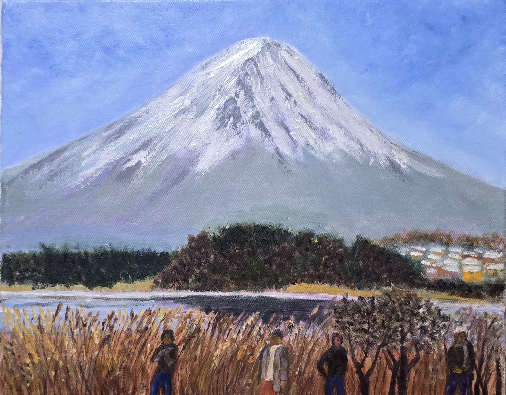 静观 by Tan chin heng - majestic mountain under clear sky with snowy peak