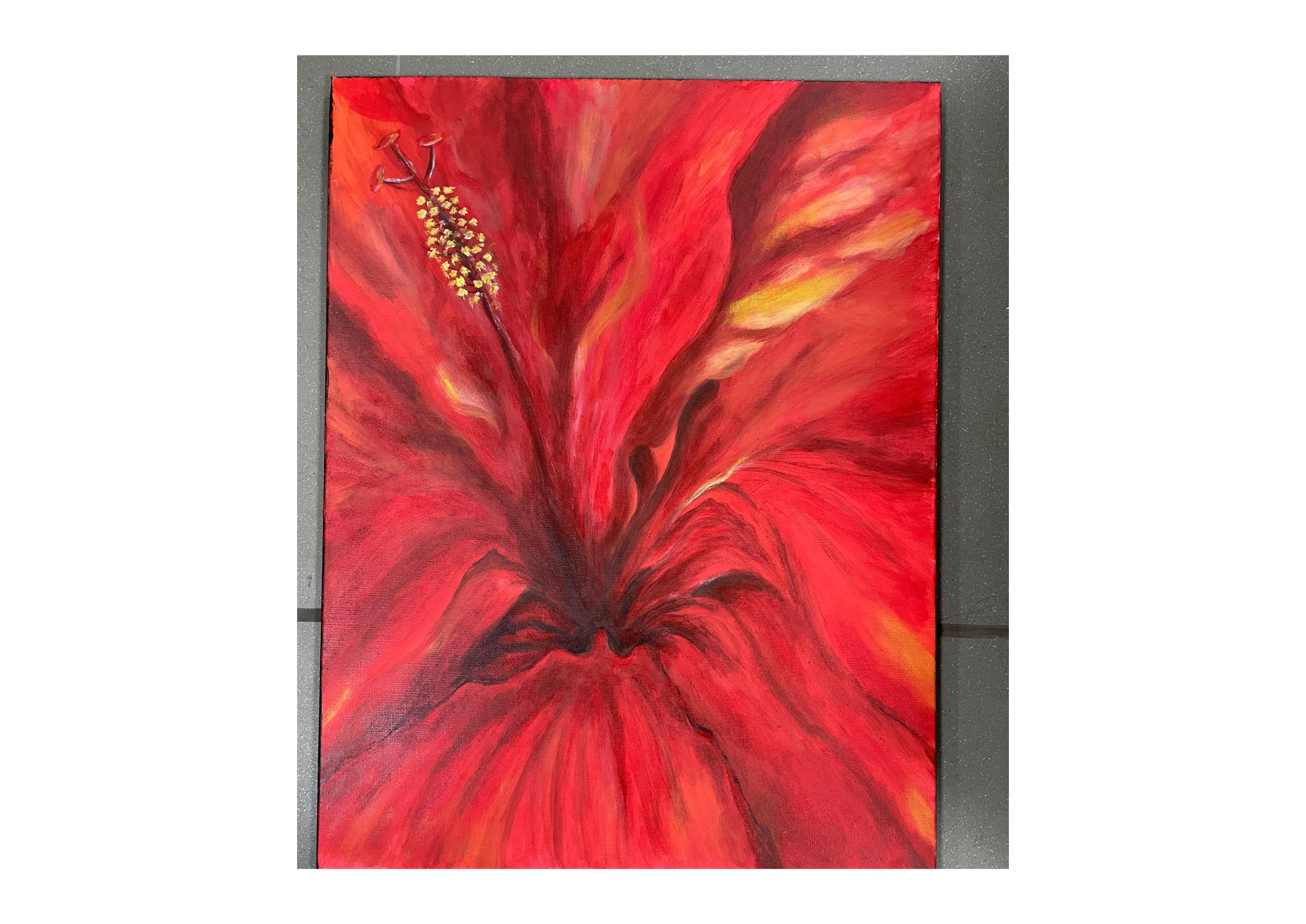 hibiscus flower by Vinomi Perera featuring vibrant red petals