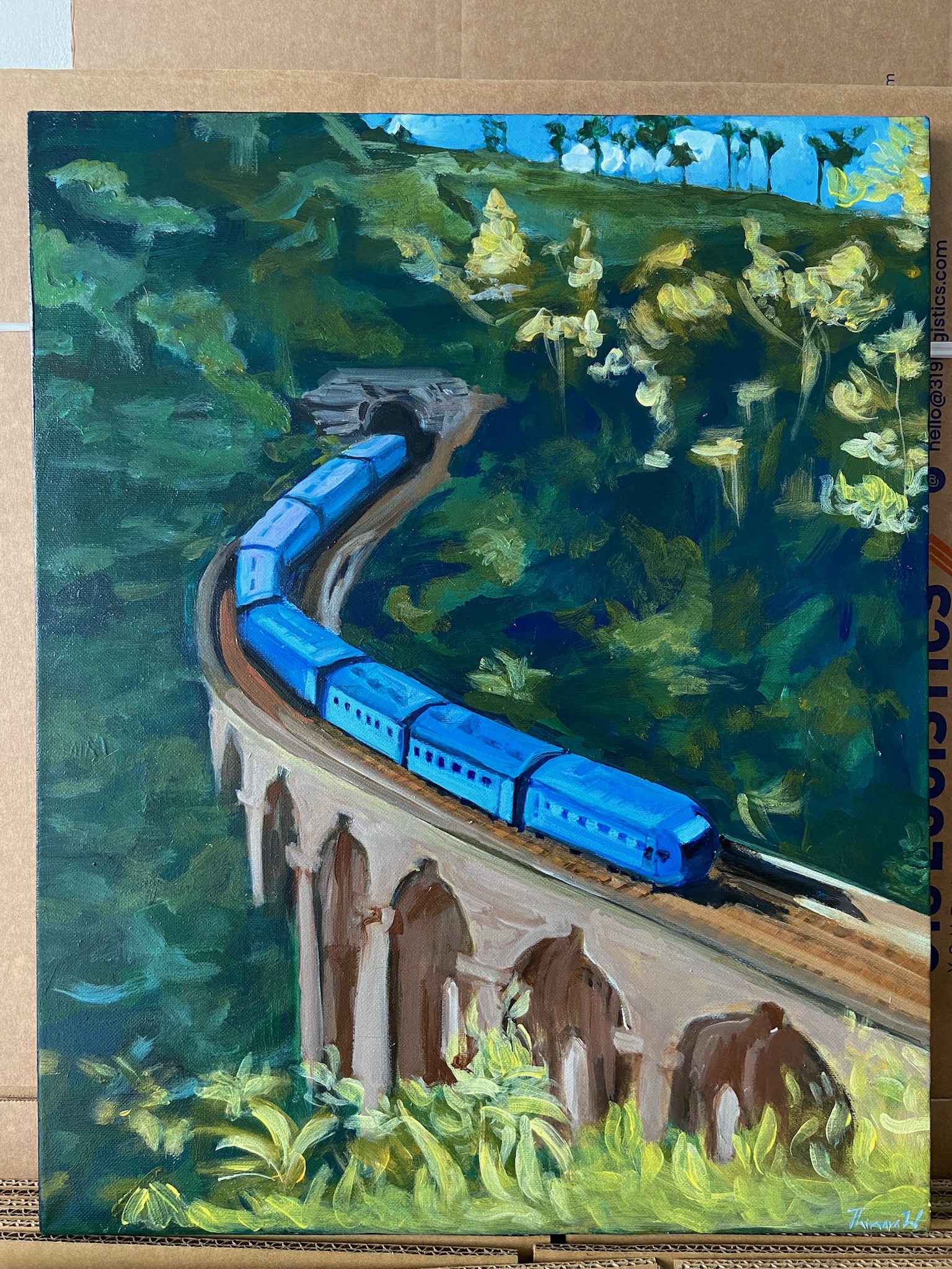 The Nine Arches Line by Thinara Wimaladharma, train on stone bridge with jungle