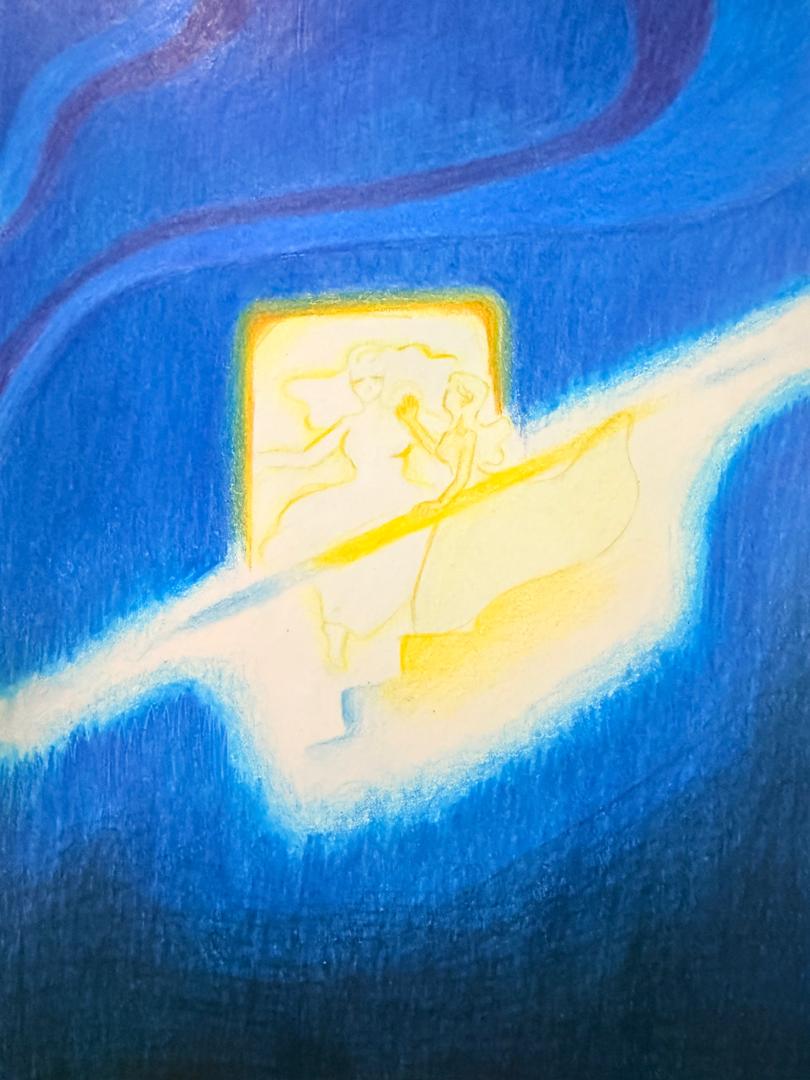 Mirror Image by Aina, bright rectangular shape with reflective figures