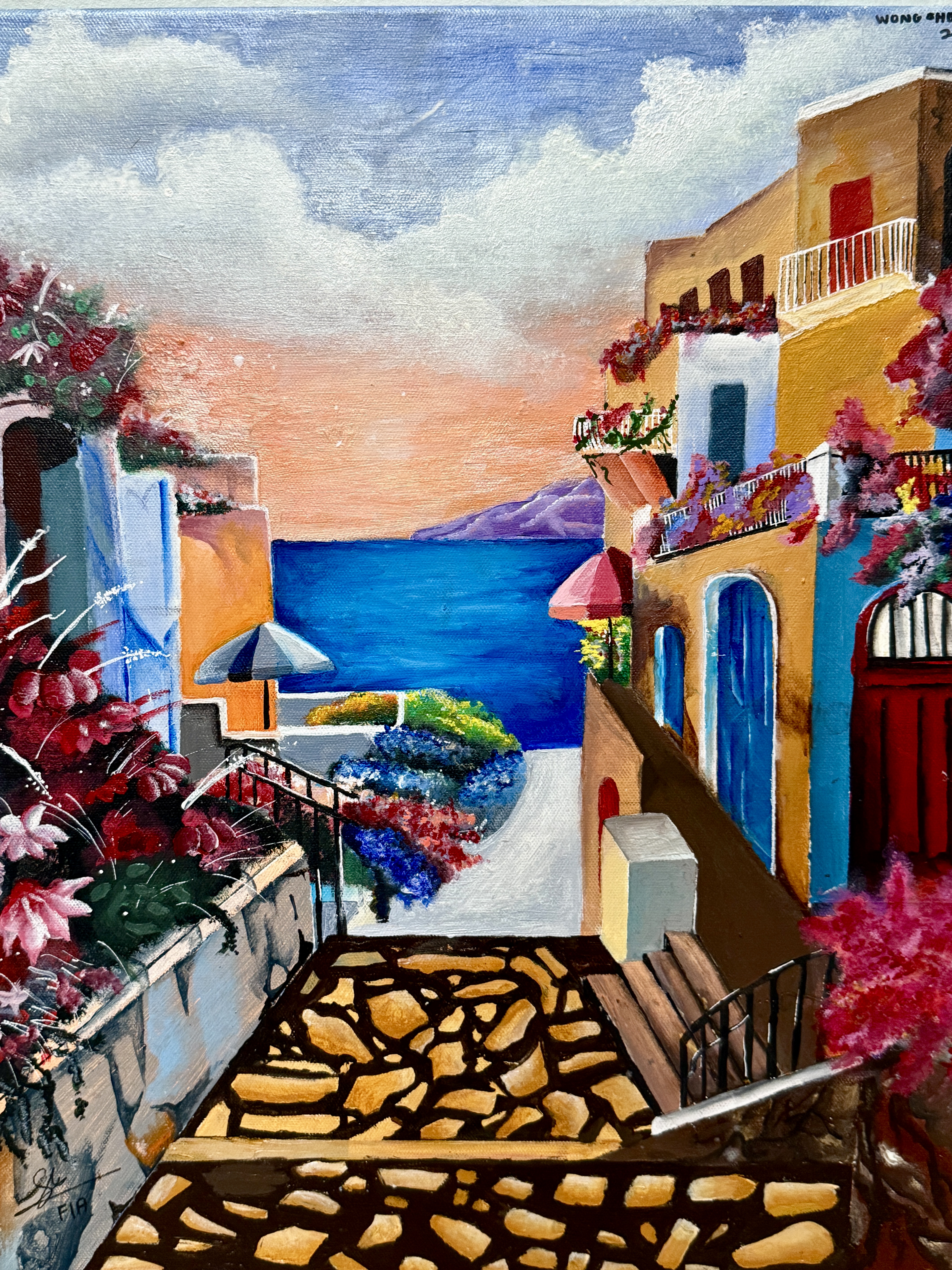 Where the Dream Whispers by Wong She Wen, Mediterranean alleyway leading to sea