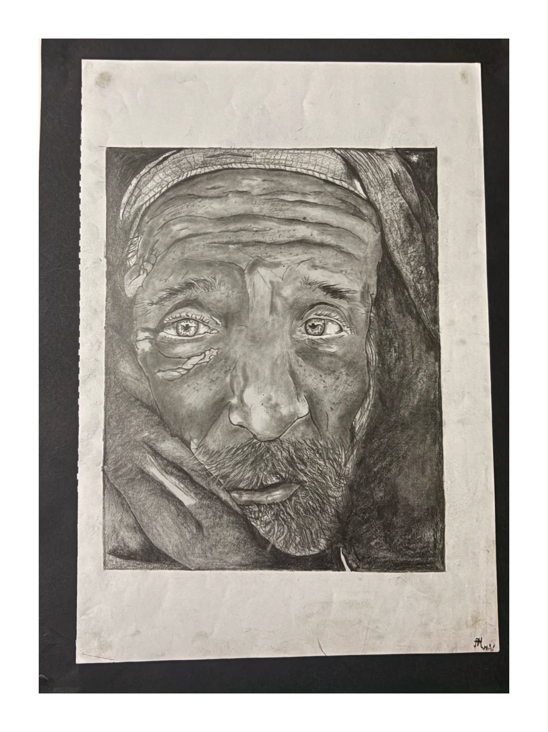 The weight they wear by bandile rich, grayscale portrait of an elderly face