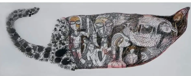 Caption Of Artwork: This pen and ink medium art work reflect the spicyness of our society.