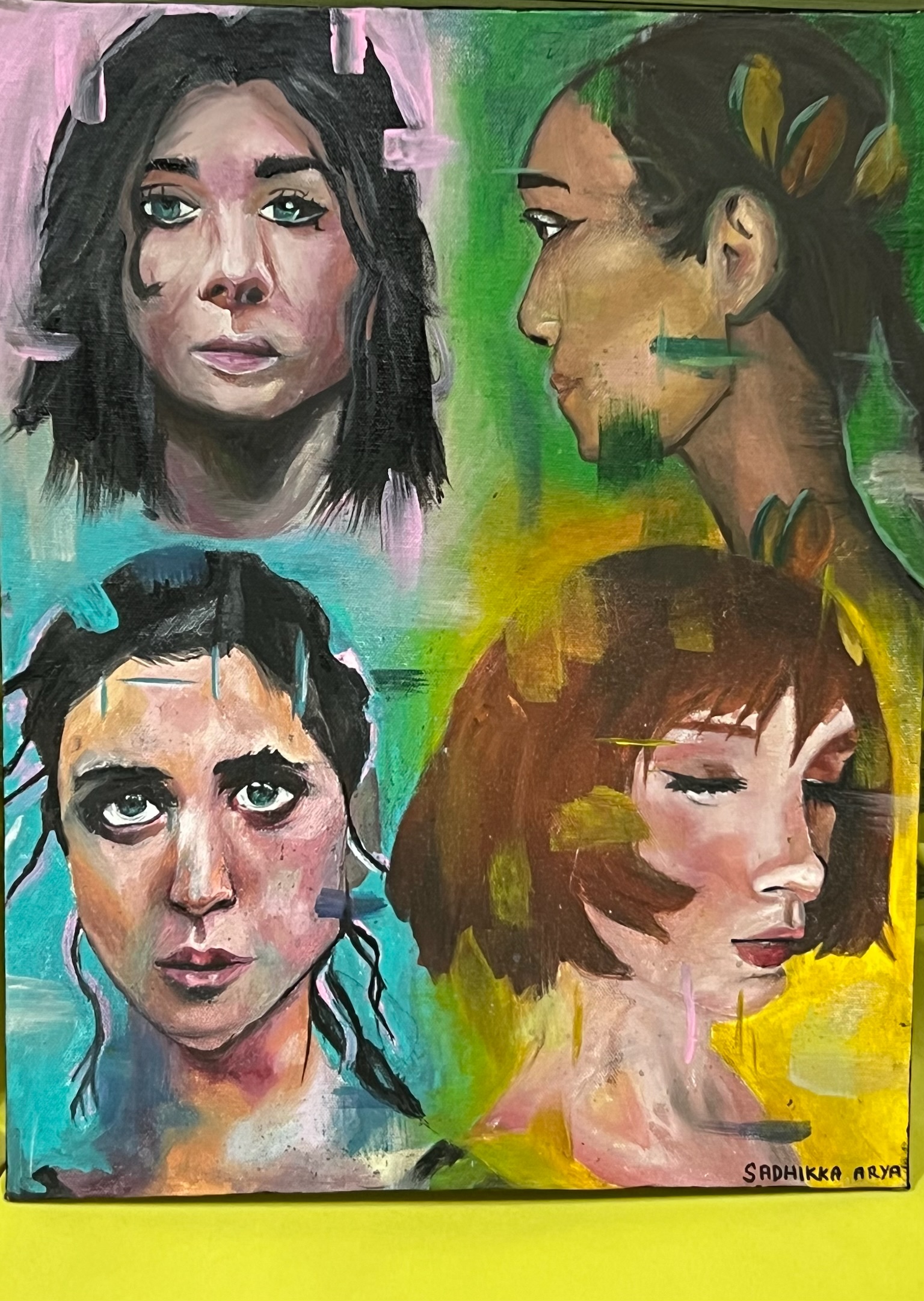 Faces by SADHIKKA ARYA, four portraits of women with various expressions and angles