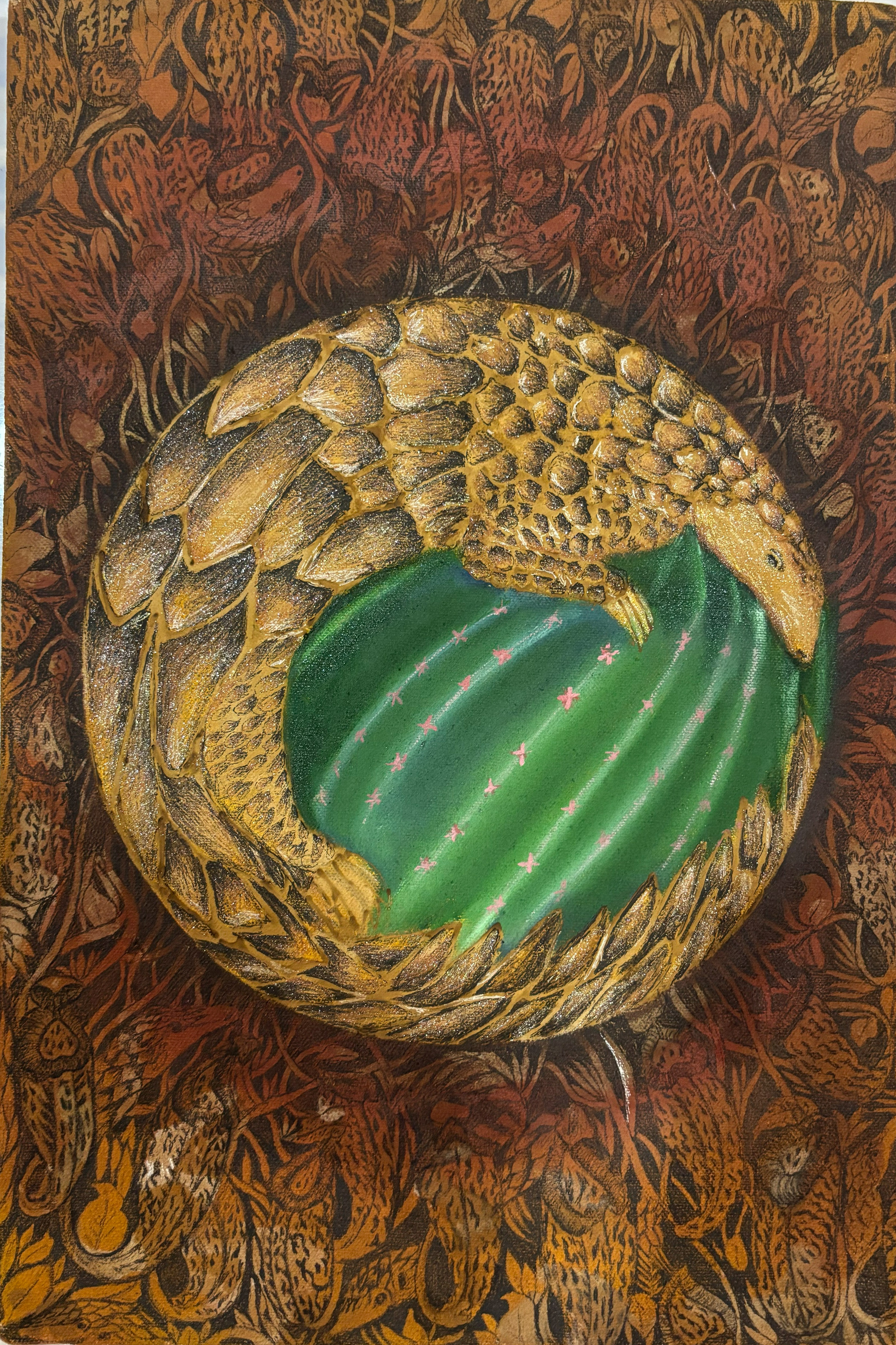 Scales of Silence by Ravichandran Dilochchini, featuring a detailed pangolin