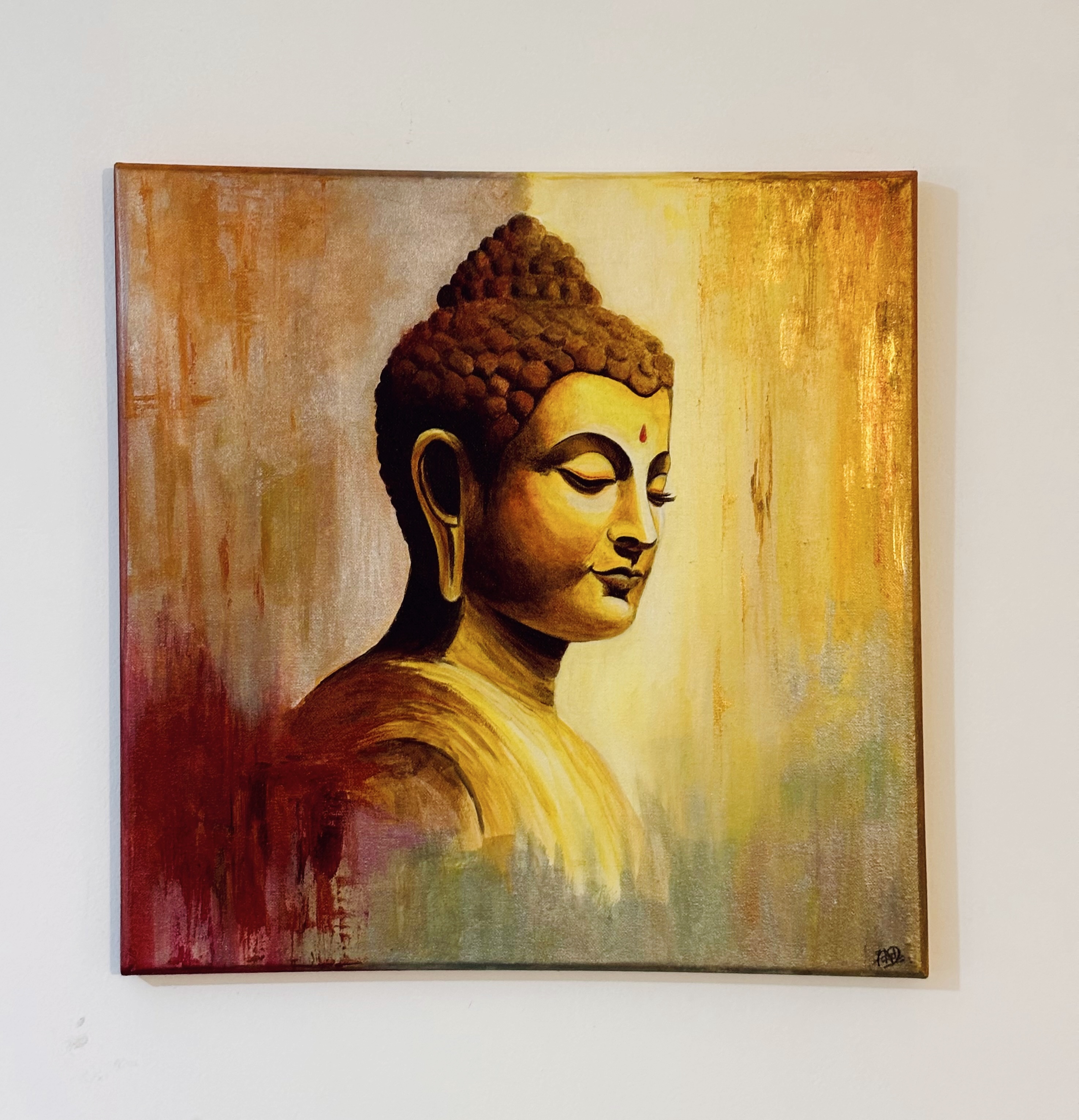 Serenity of enlightenment by Achini Dakshila Abeysinghe, serene Buddha figure with warm tones