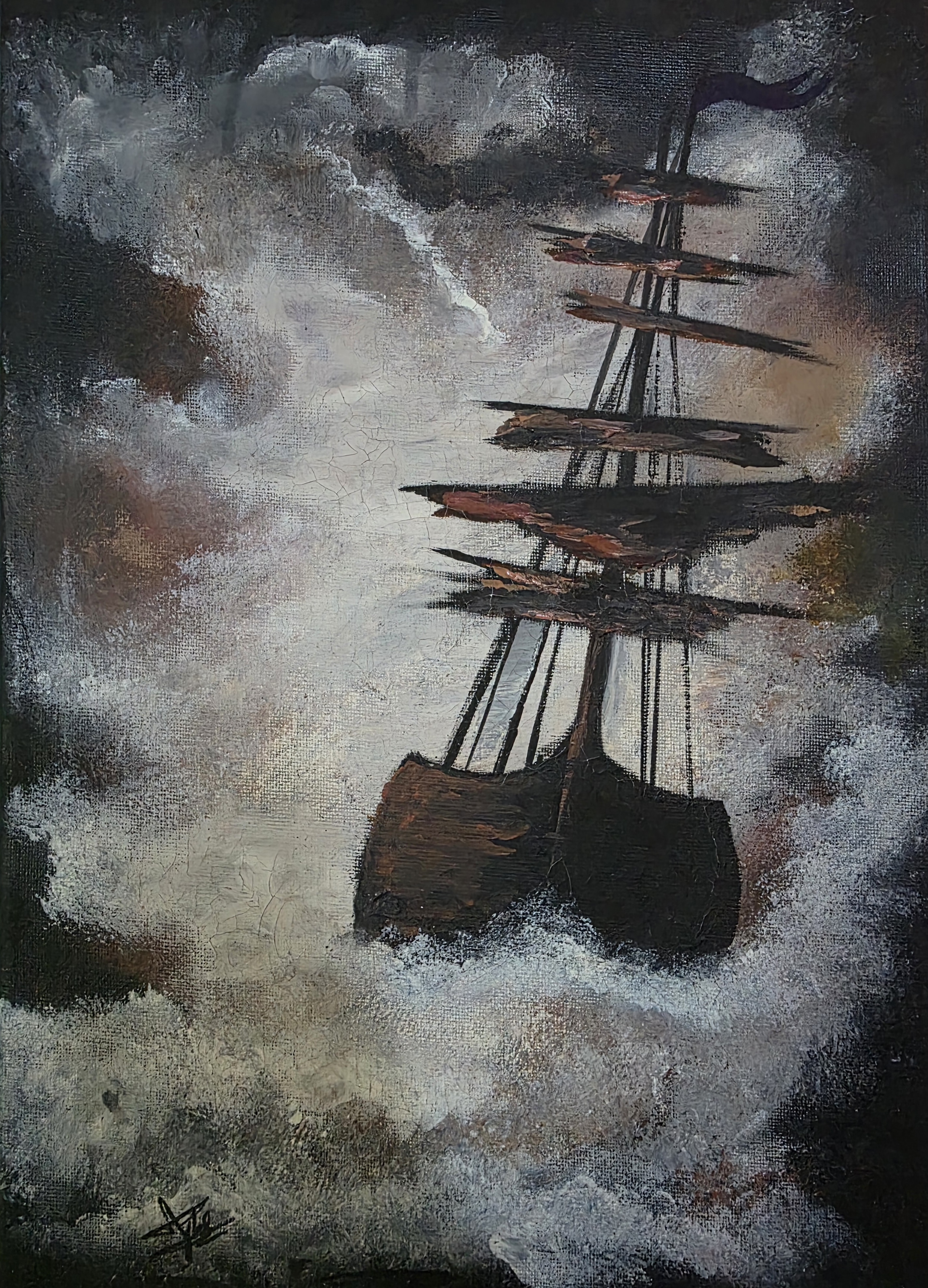 Sails by Tessa Joseph - a sailing ship on a turbulent sea