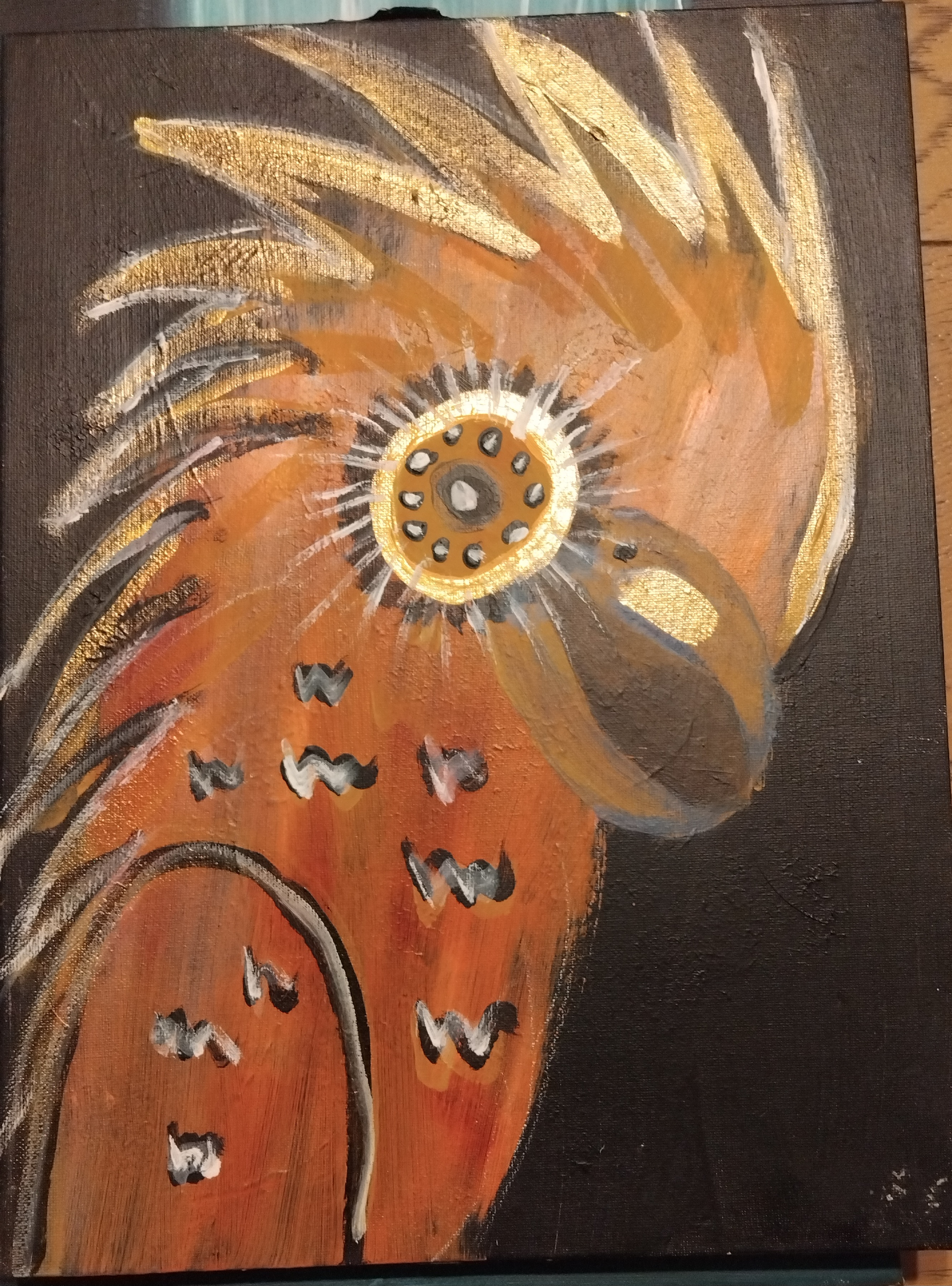Birds of Australia by Talisha Brook Rerecich-Bridgman, stylized cockatoo in orange, brown, and gold