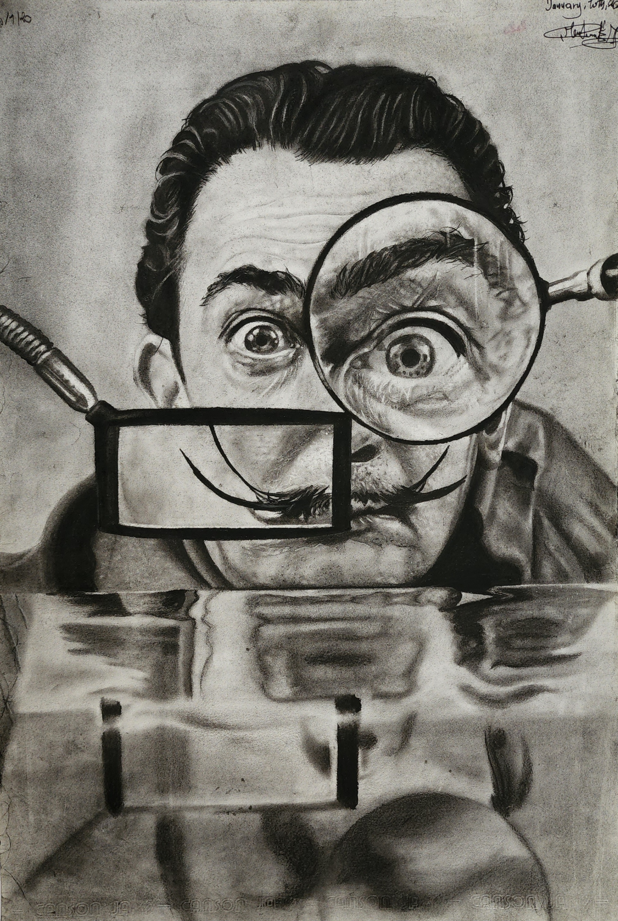 Magnify by Mouhaned Salah, black and white portrait with lenses