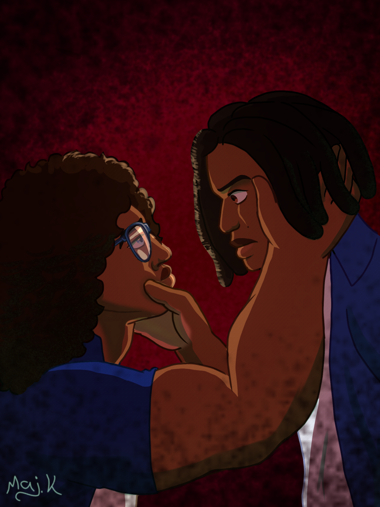 Why...? by Miselo Kunda, depicting an emotional interaction between two figures
